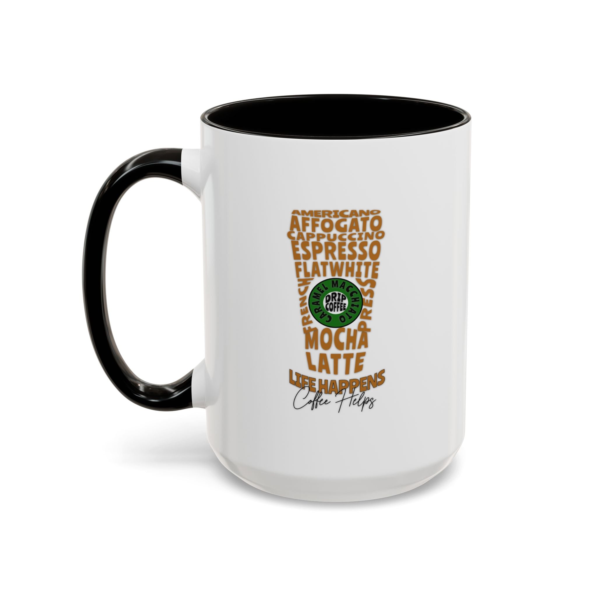 Coffee Word Art Mug — 15oz Typography Coffee Cup