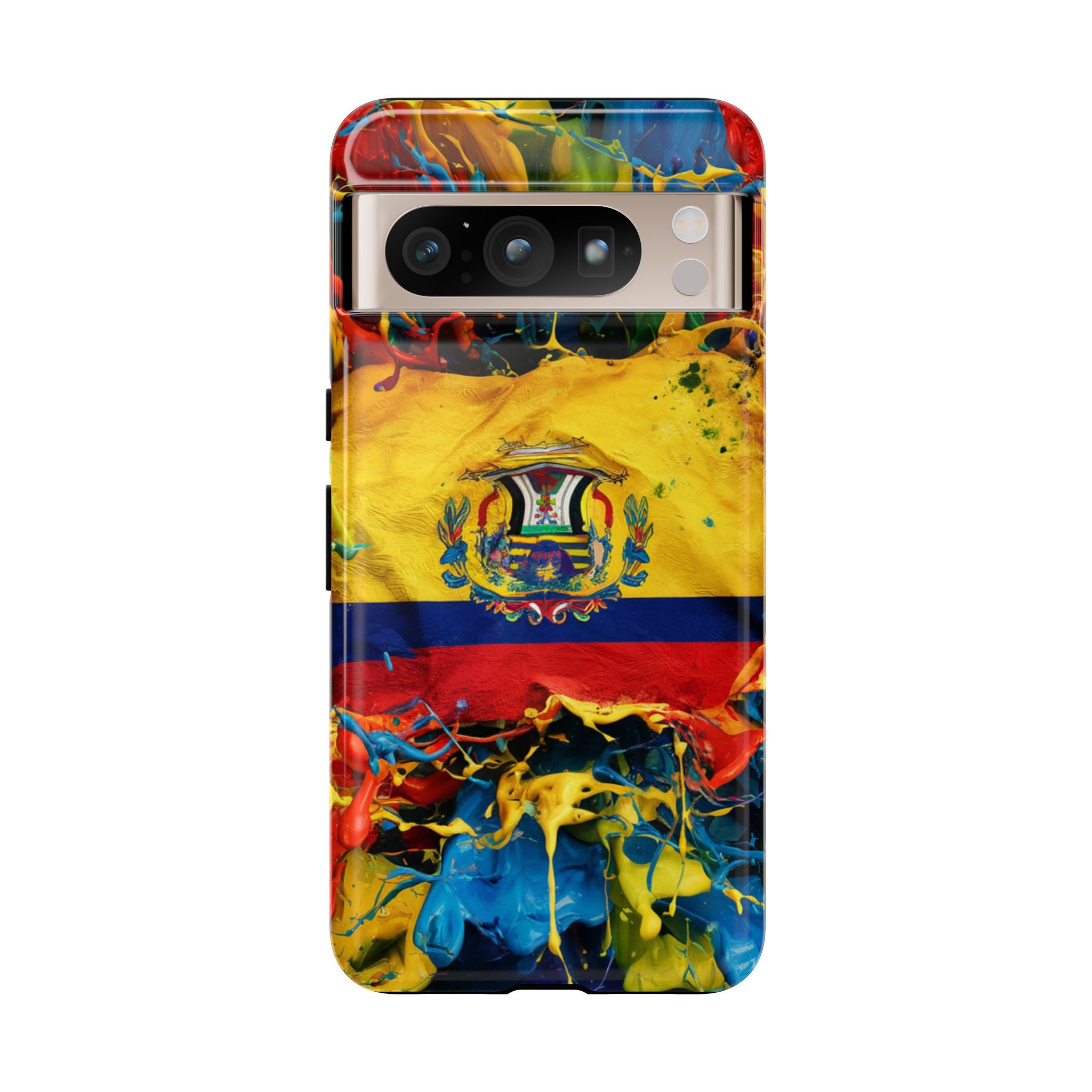 Phone Case, Ecuadorian Flag Paint Splash Design For Samsung And Google Pixel
