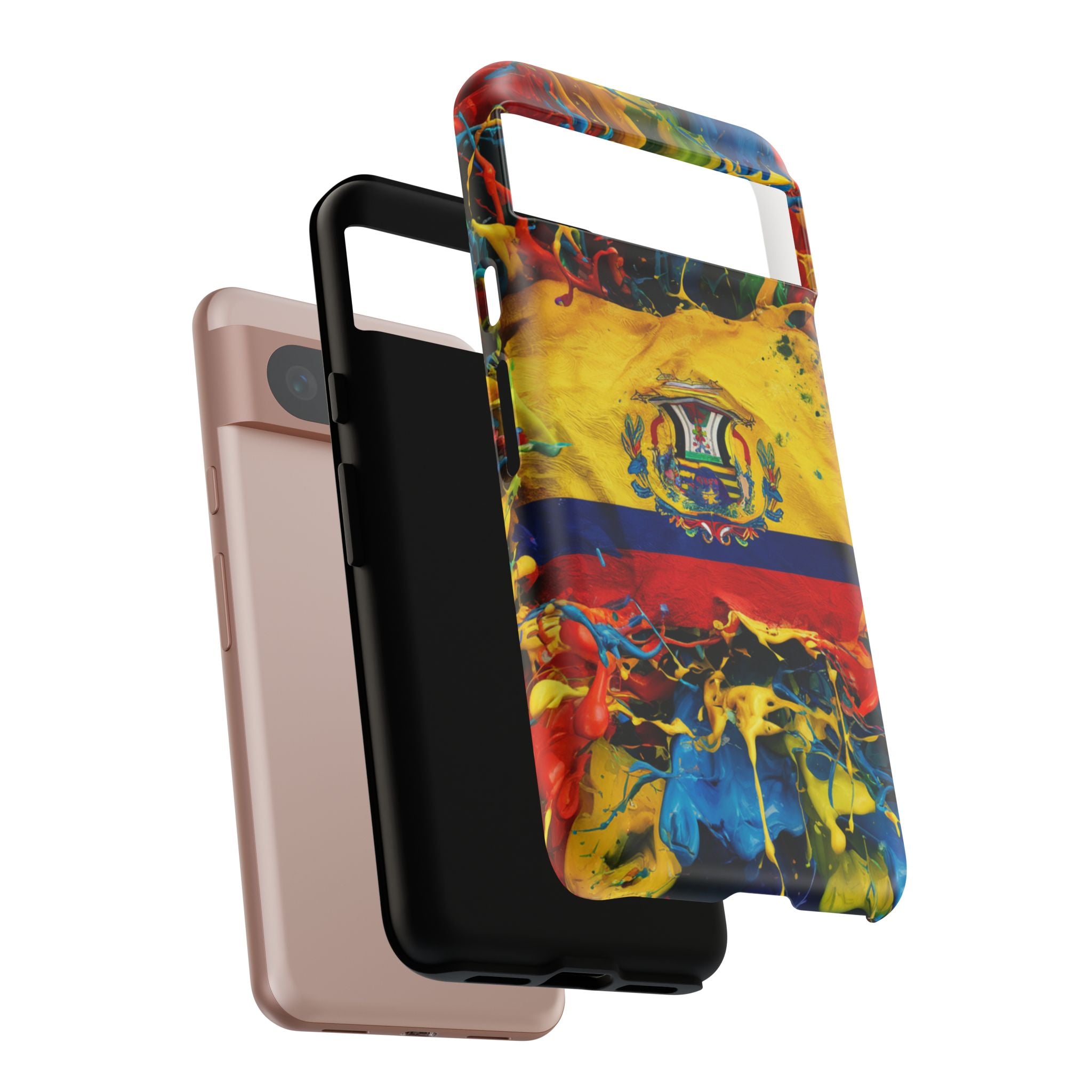 Phone Case, Ecuadorian Flag Paint Splash Design For Samsung And Google Pixel