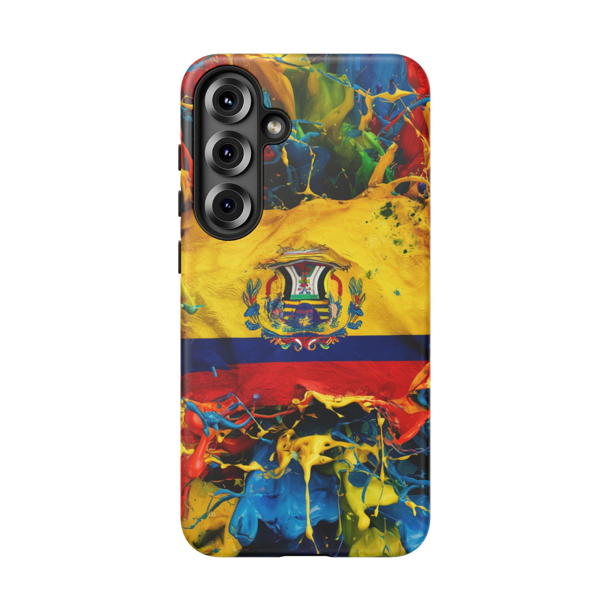 Phone Case, Ecuadorian Flag Paint Splash Design For Samsung And Google Pixel