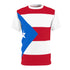 Wrap Around Puerto Rico Flag Tee — Bold Red & White Stripes with Blue Triangle Star