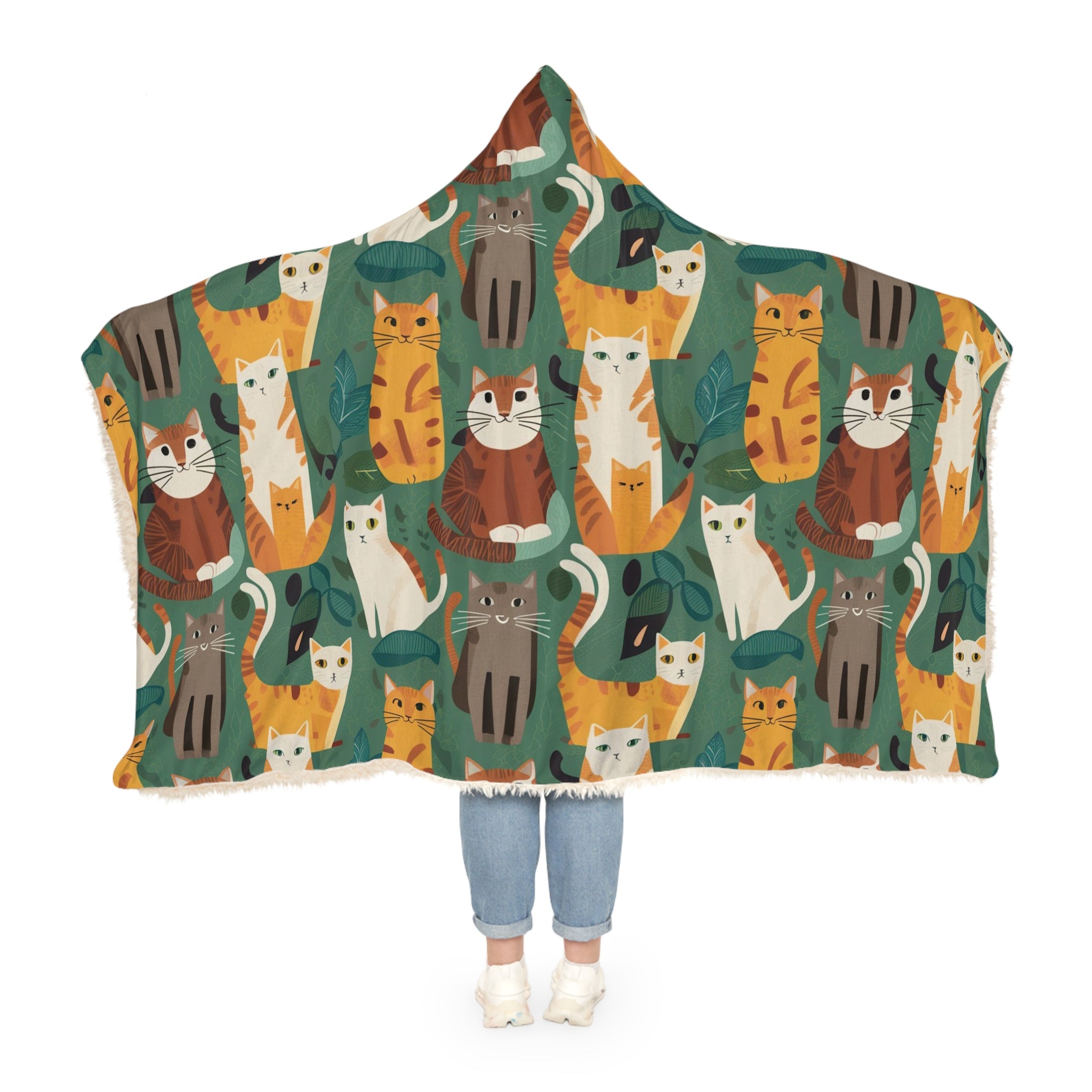 Hooded Snuggle Blanket Cat Themed