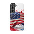 Samsung S21-24 Tough Phone Case - American Flag Paint Splash Design