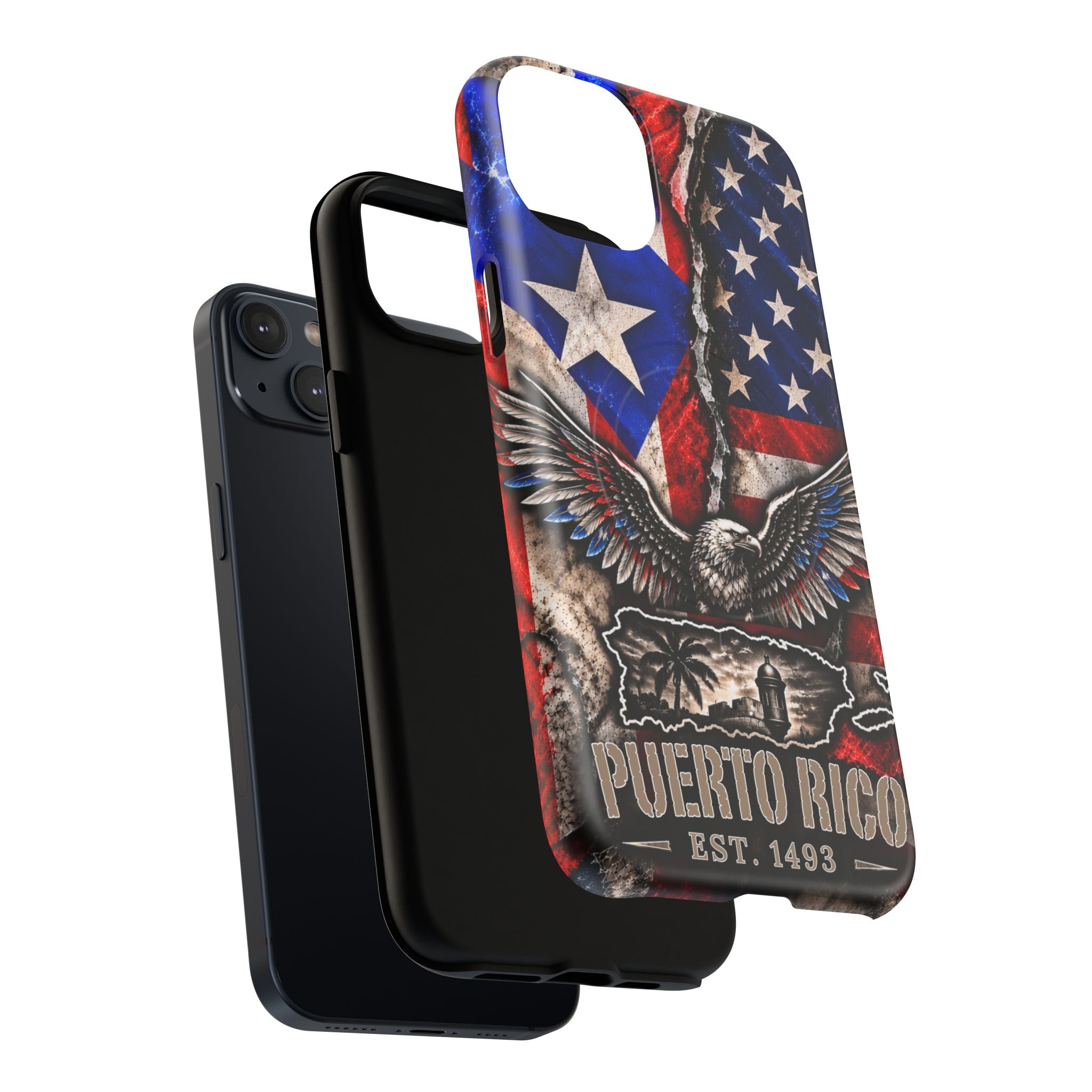 Puerto Rico Eagle Tough Magnetic Phone Case — Patriotic USA & PR Flag Design
