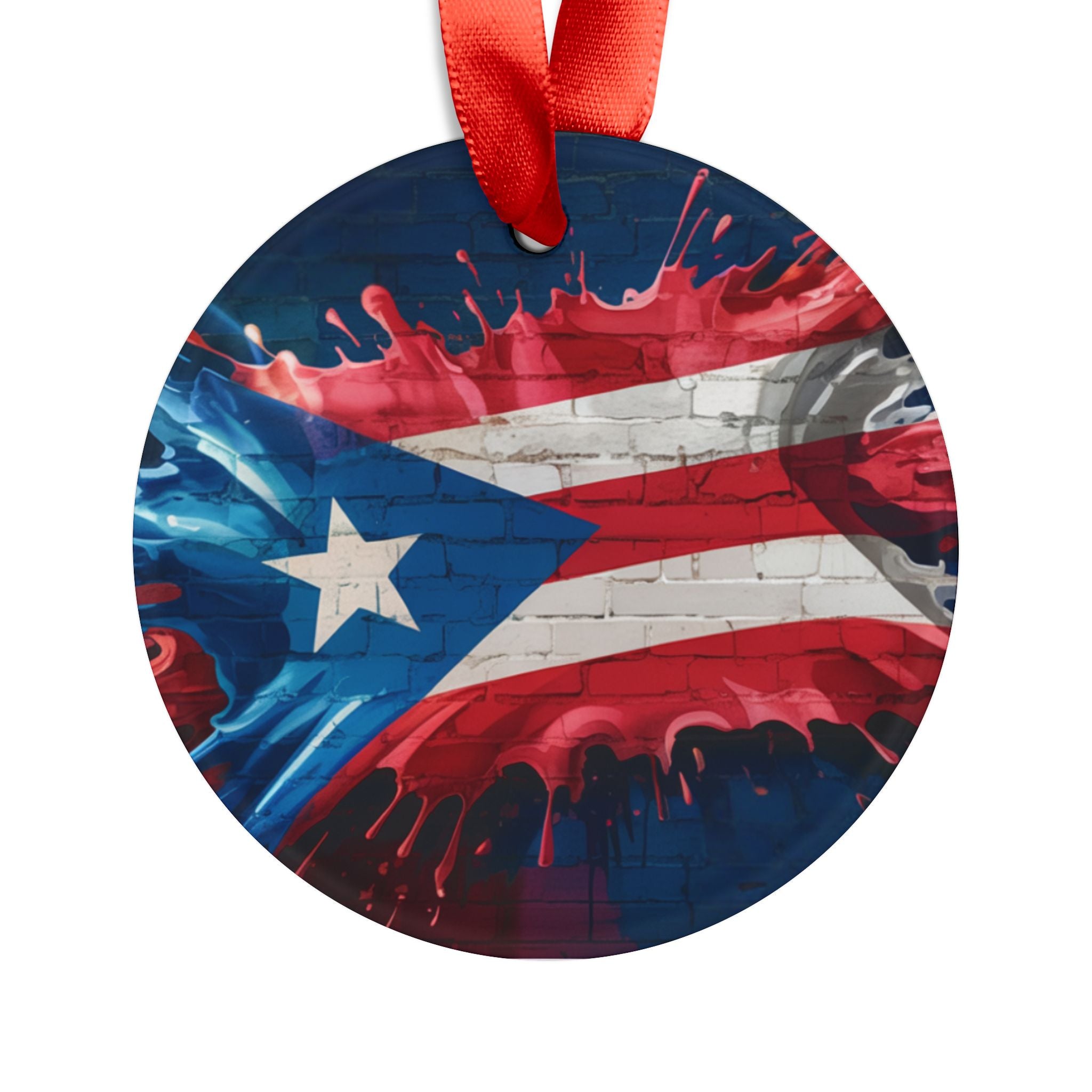 Personalized Ornament Puerto Rican Flag Coqui Frog.