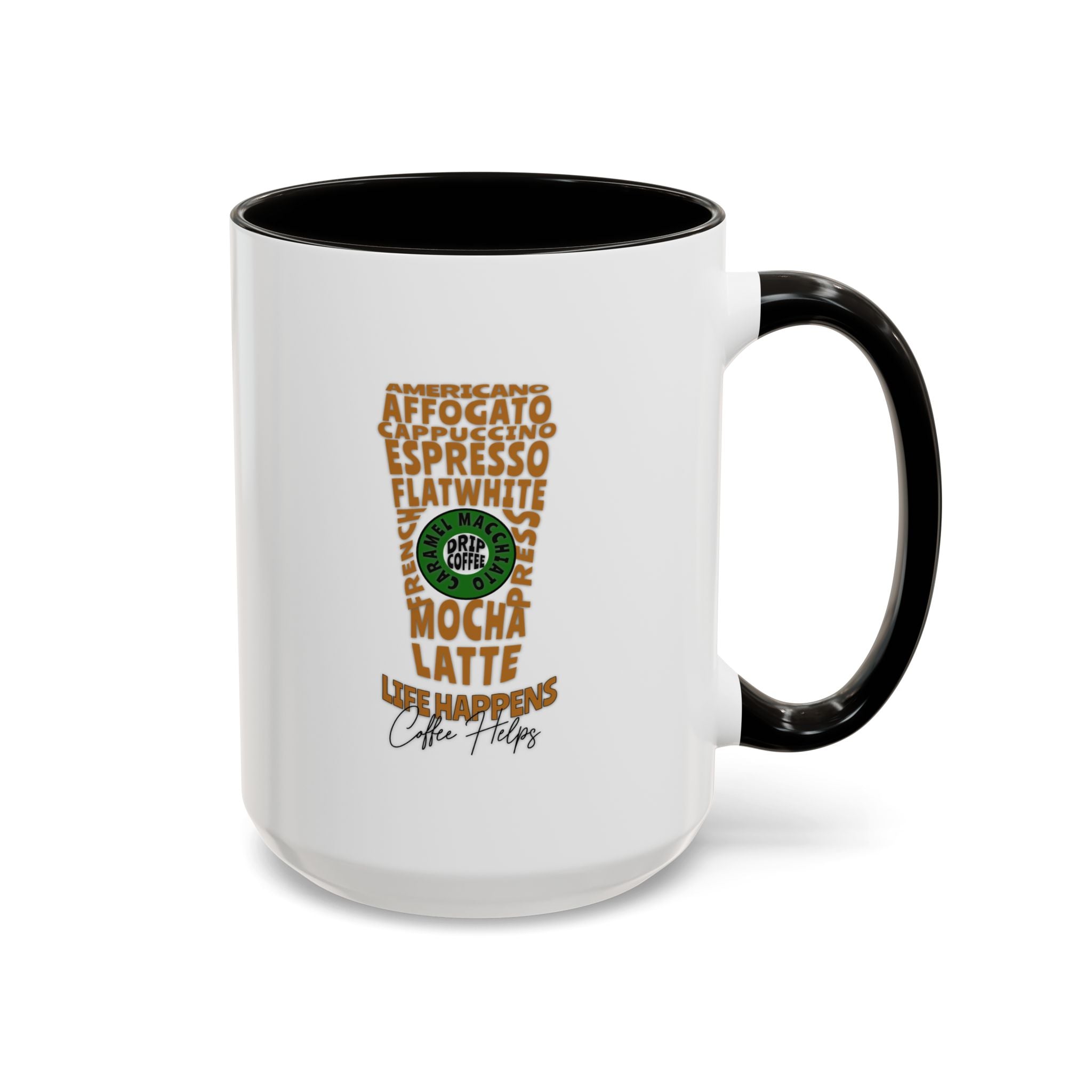 Coffee Word Art Mug — 15oz Typography Coffee Cup