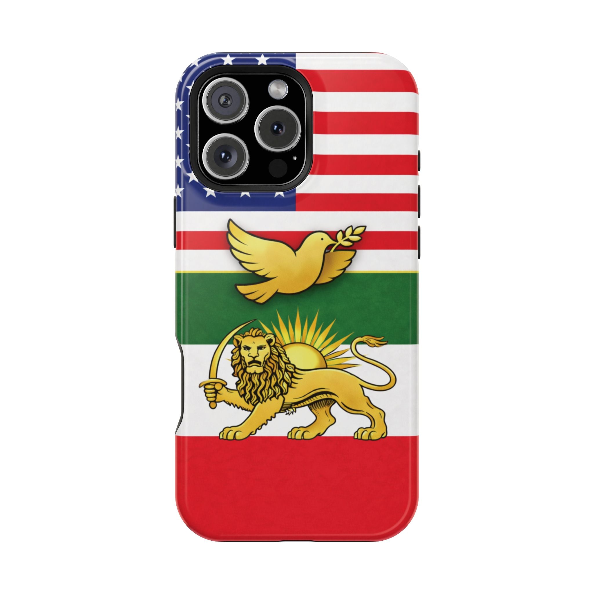 Persian Lion & Dove Magnetic Phone Case — Impact-Resistant iPhone Cover