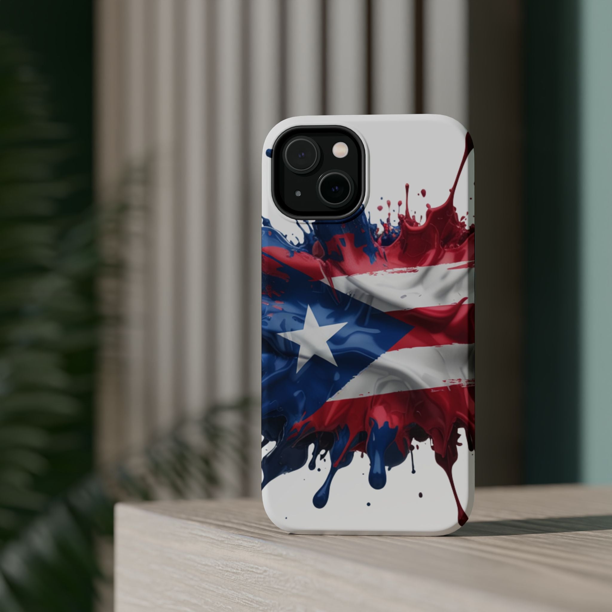 Puerto Rican Flag Paint Splash Design 17-13 - Magnetic Compatible