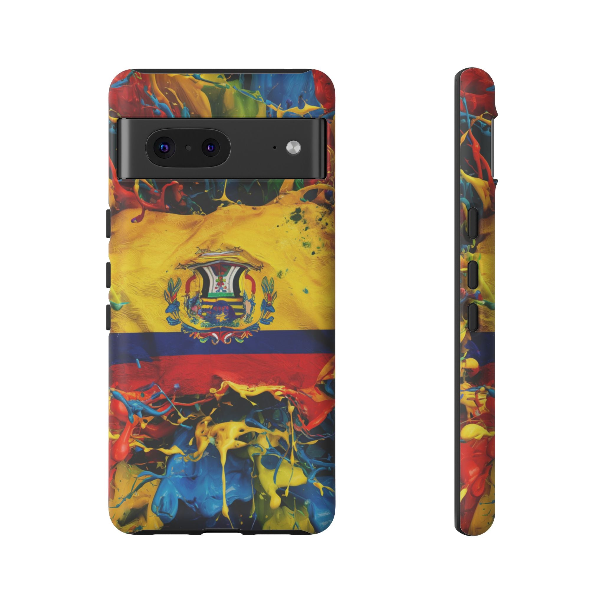 Phone Case, Ecuadorian Flag Paint Splash Design For Samsung And Google Pixel