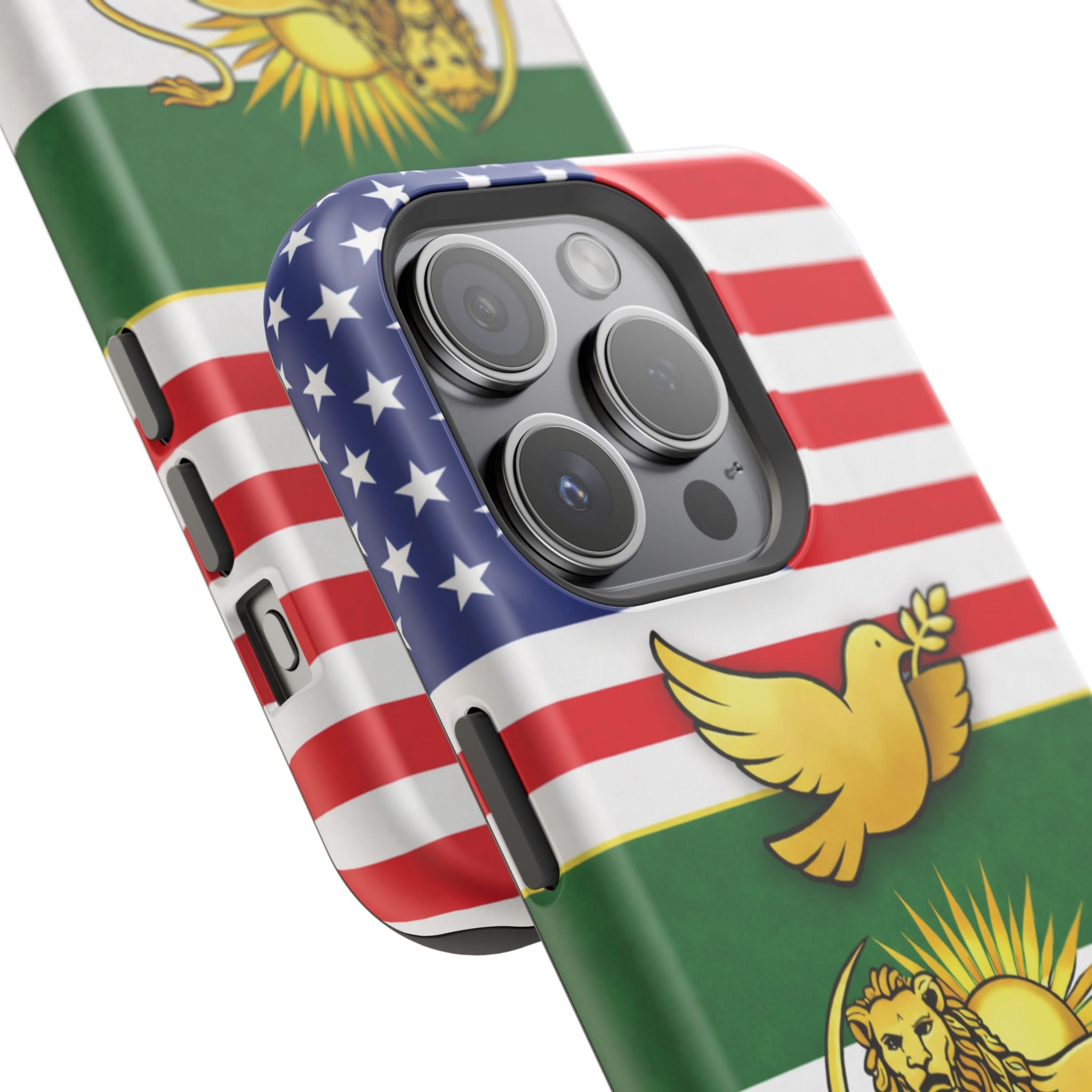Persian Lion & Dove Magnetic Phone Case — Impact-Resistant iPhone Cover