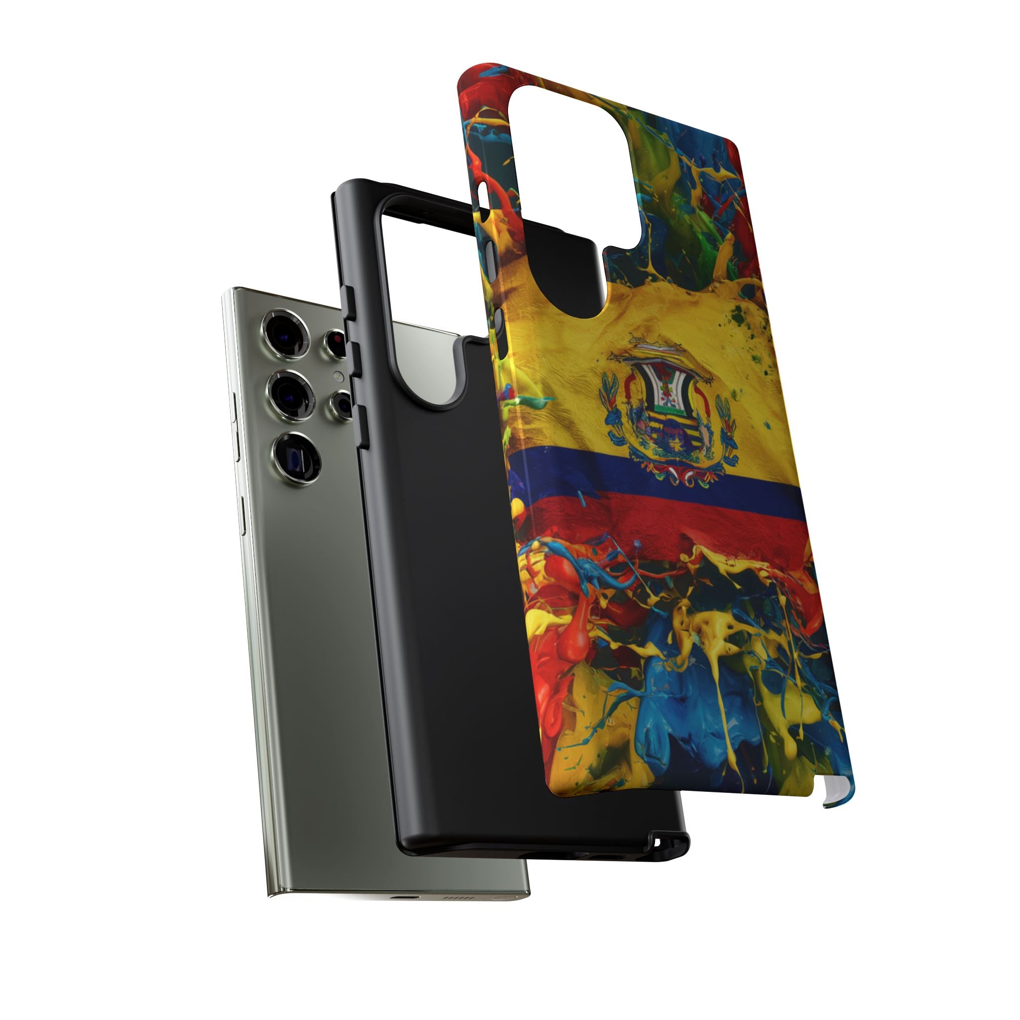 Phone Case, Ecuadorian Flag Paint Splash Design For Samsung And Google Pixel