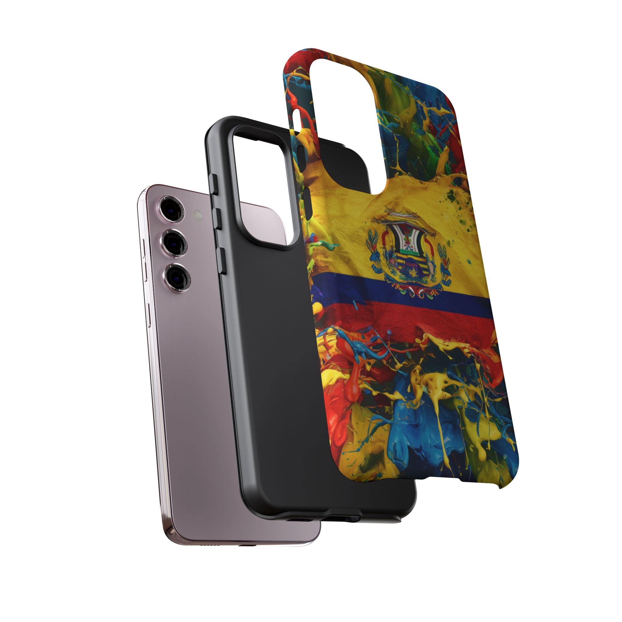 Phone Case, Ecuadorian Flag Paint Splash Design For Samsung And Google Pixel