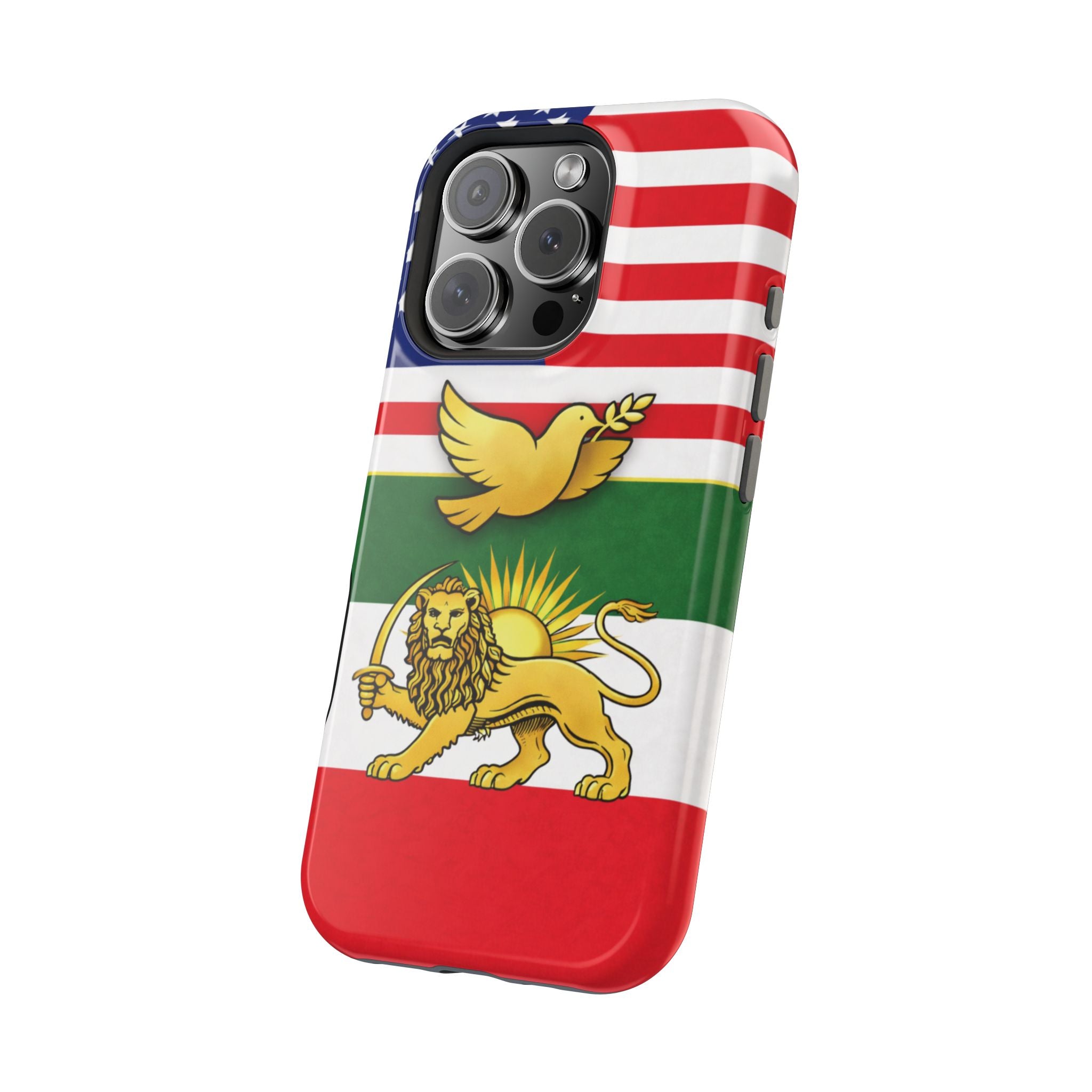 Persian Lion & Dove Magnetic Phone Case — Impact-Resistant iPhone Cover