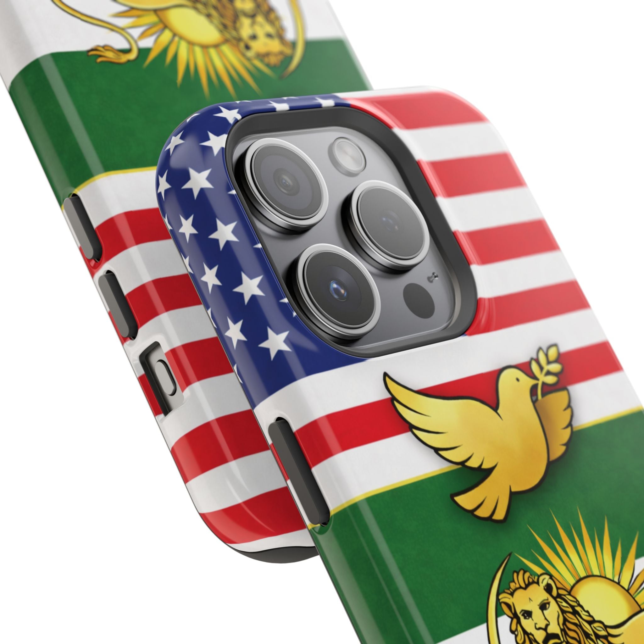 Persian Lion & Dove Magnetic Phone Case — Impact-Resistant iPhone Cover