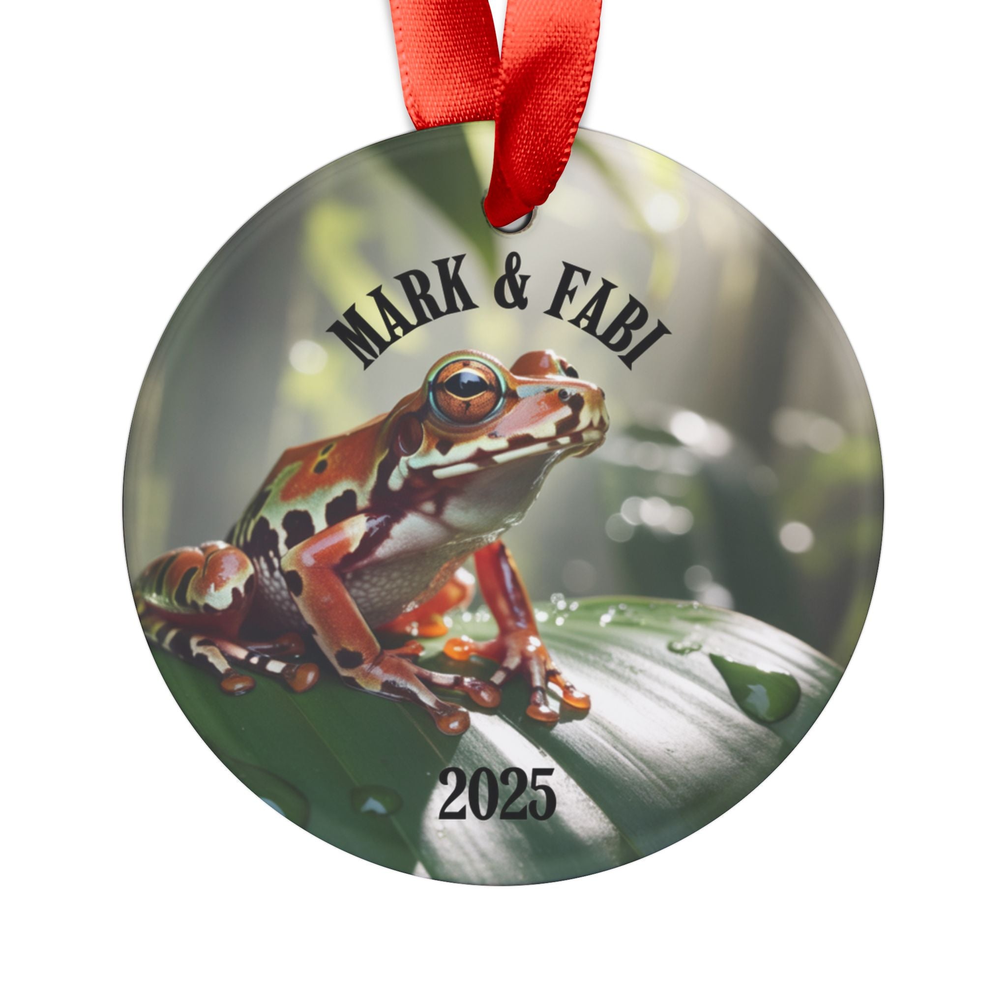 Personalized Ornament Puerto Rican Flag Coqui Frog.