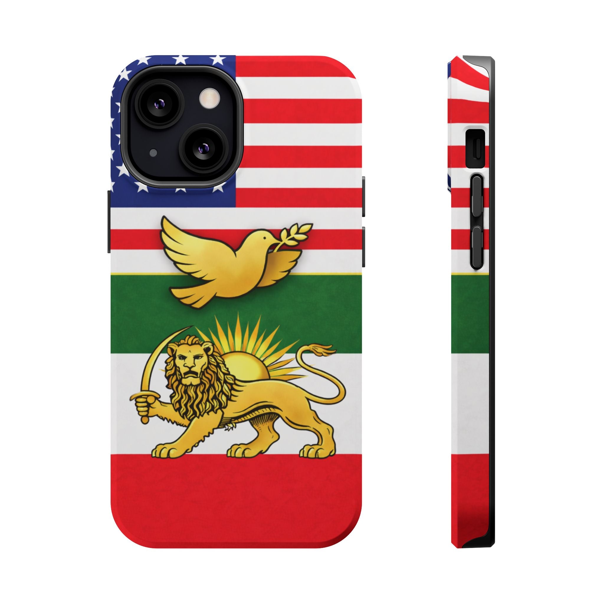 Persian Lion & Dove Magnetic Phone Case — Impact-Resistant iPhone Cover