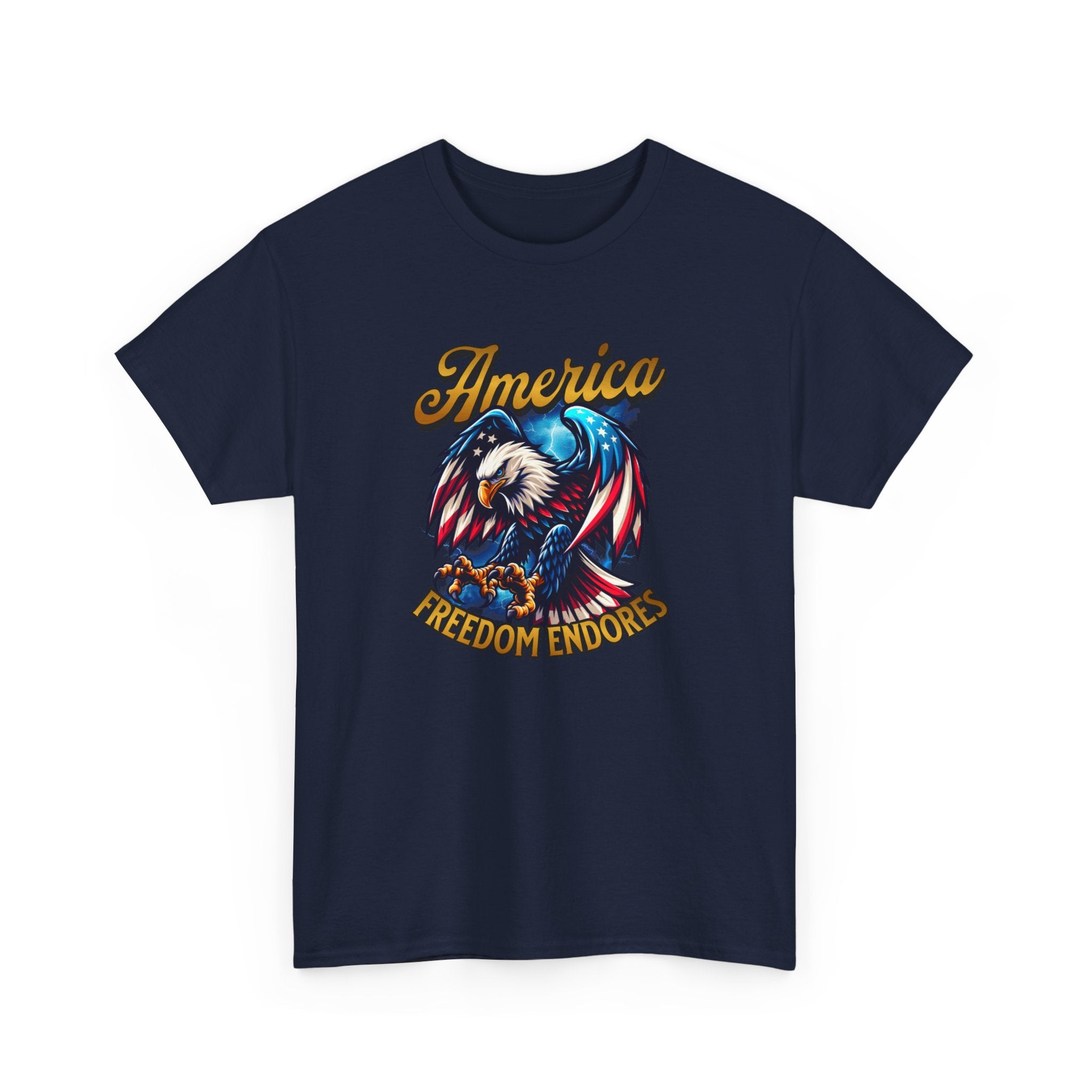 America Eagle T-Shirt - "Freedom Endures" Patriotic Bald Eagle Tee