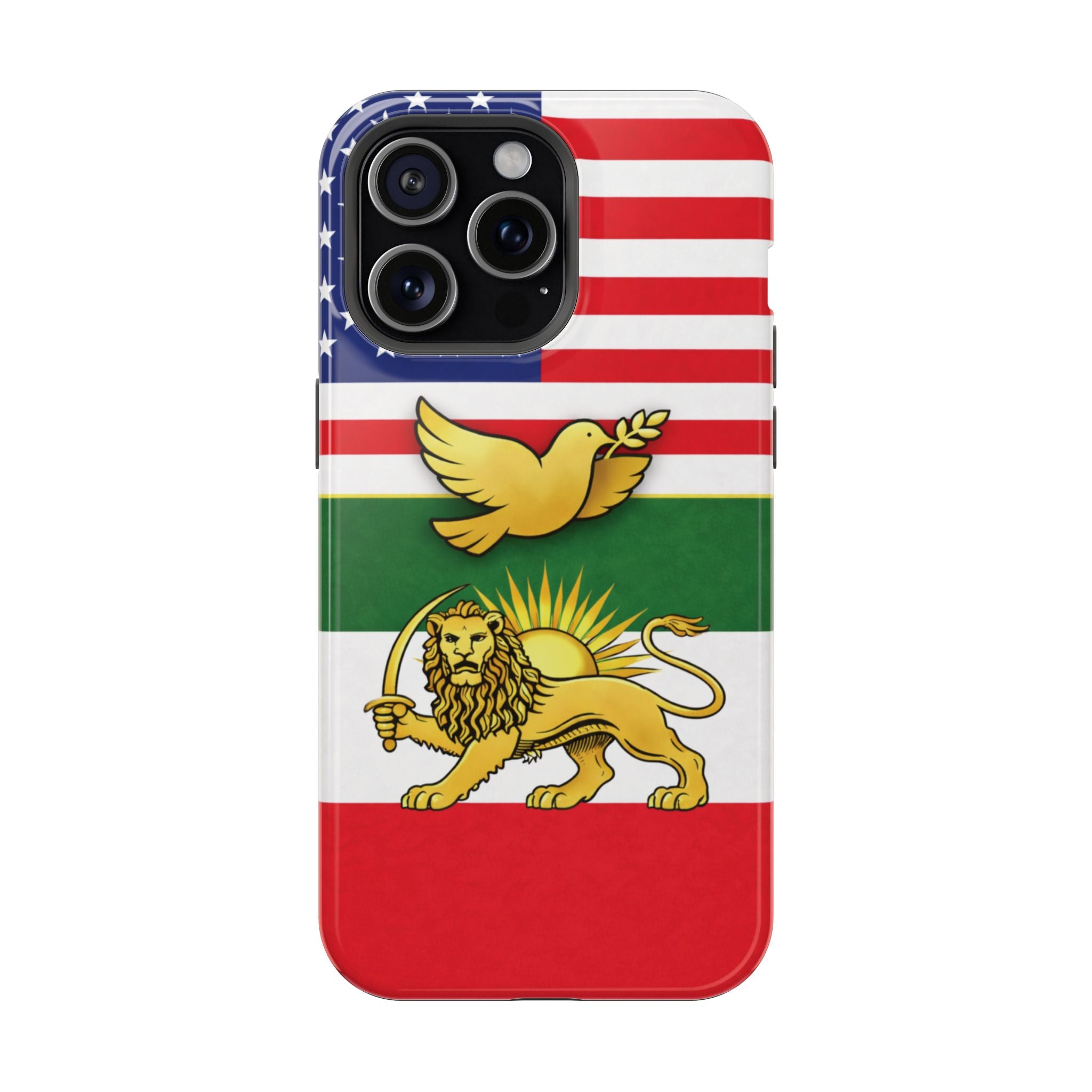 Persian Lion & Dove Magnetic Phone Case — Impact-Resistant iPhone Cover