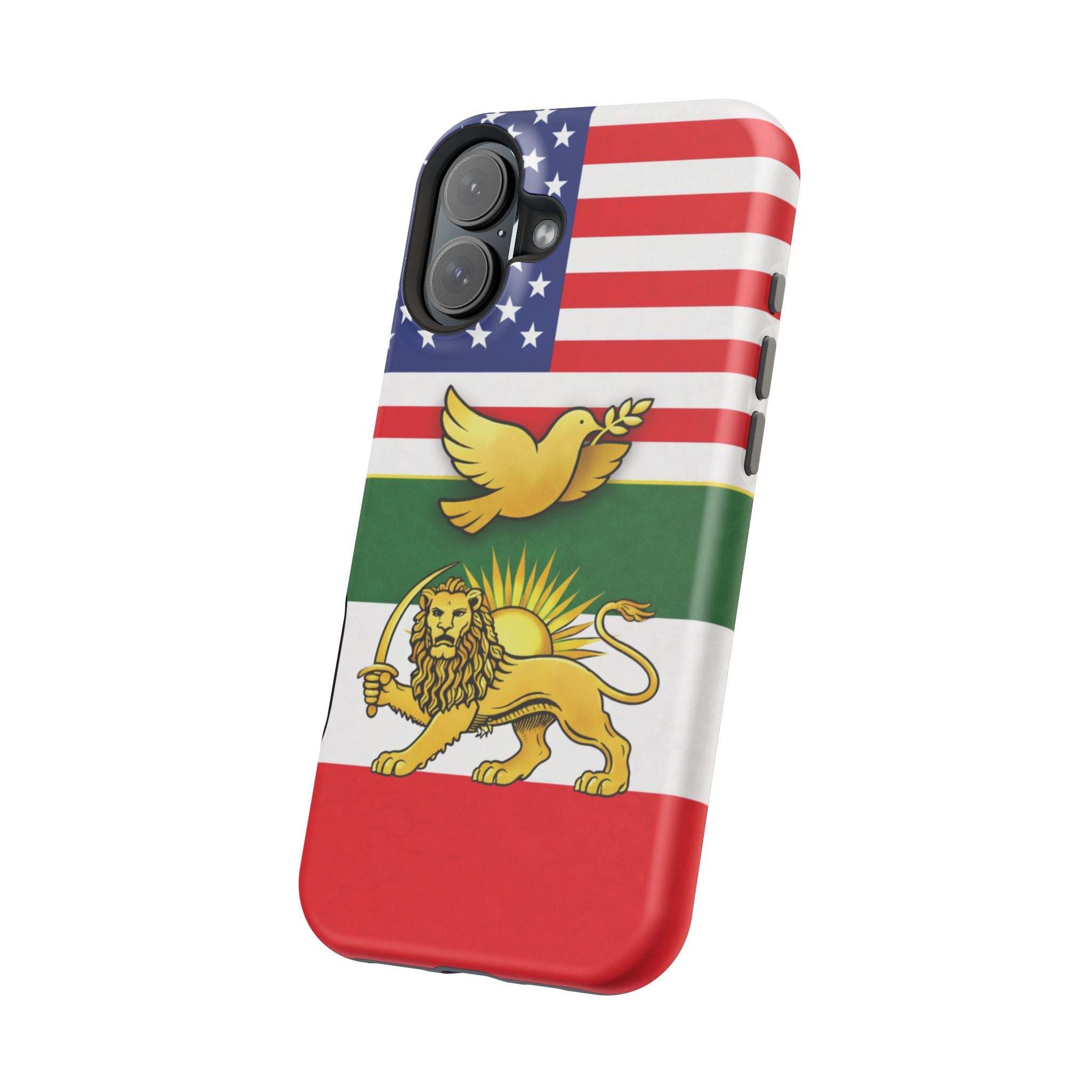 Persian Lion & Dove Magnetic Phone Case — Impact-Resistant iPhone Cover