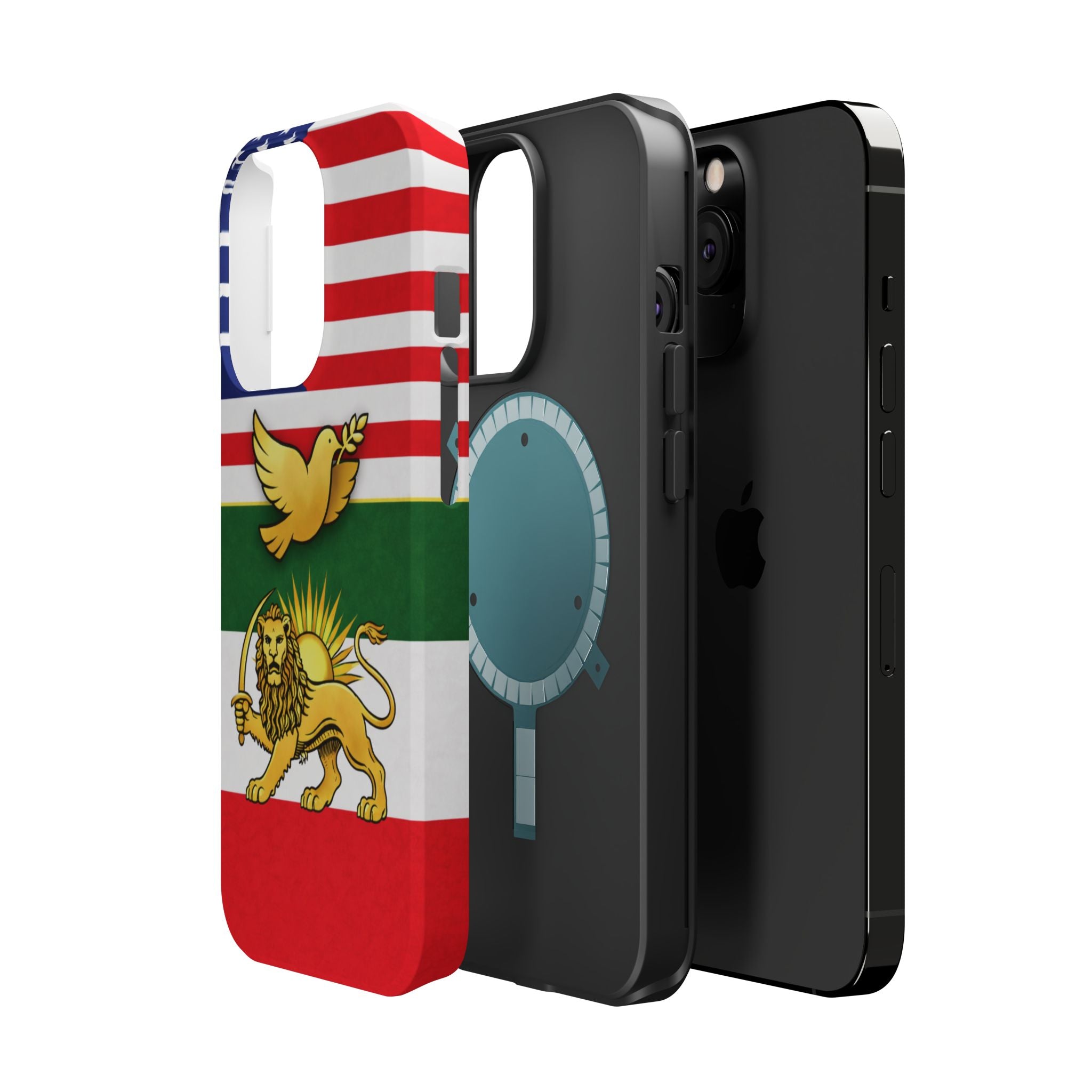 Persian Lion & Dove Magnetic Phone Case — Impact-Resistant iPhone Cover