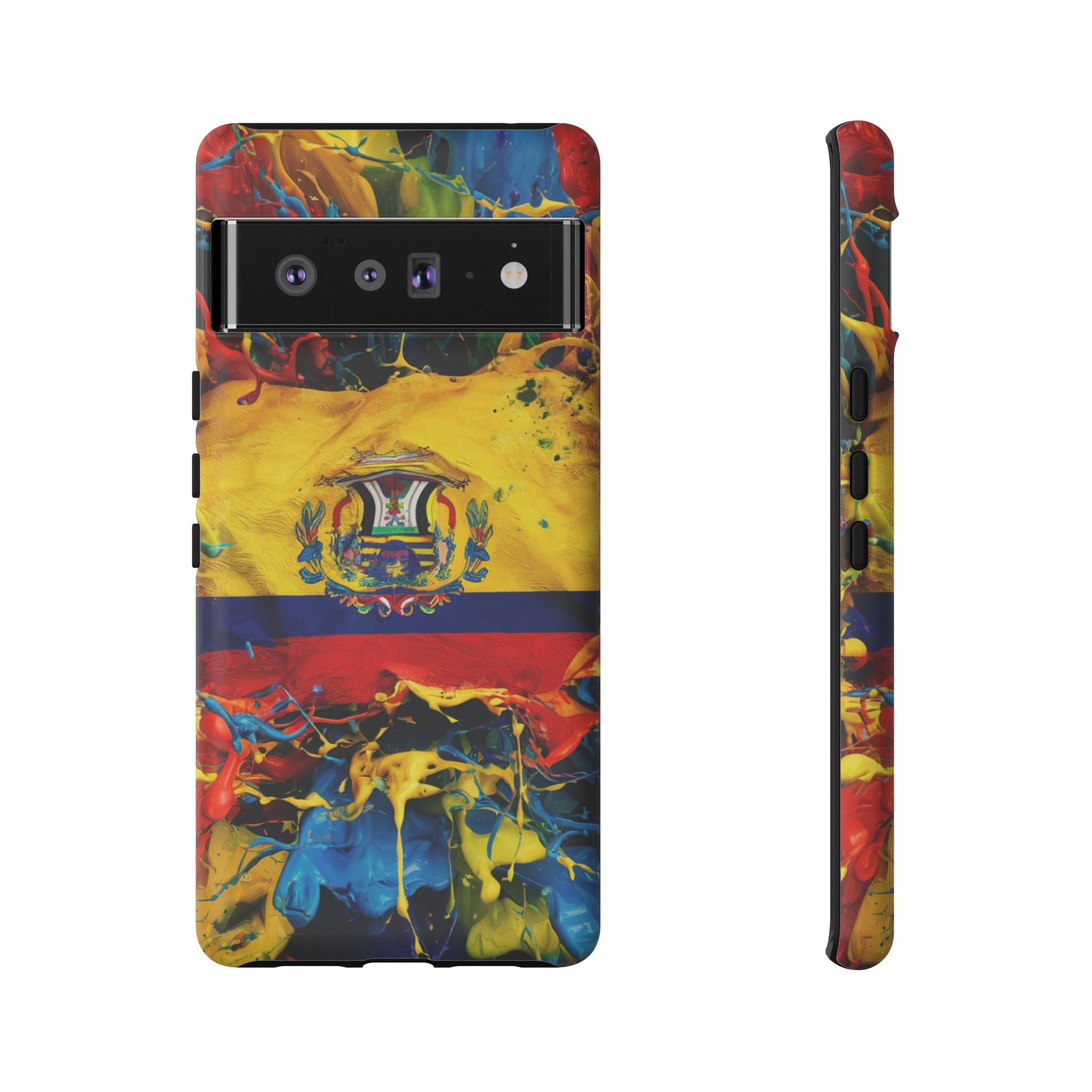 Phone Case, Ecuadorian Flag Paint Splash Design For Samsung And Google Pixel