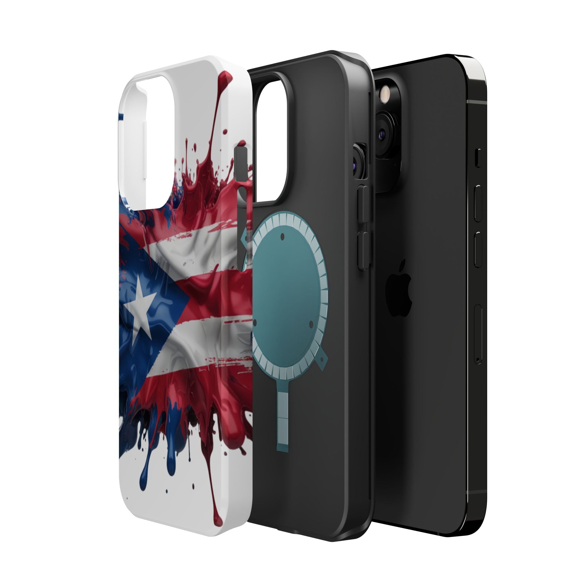 Puerto Rican Flag Paint Splash Design 17-13 - Magnetic Compatible