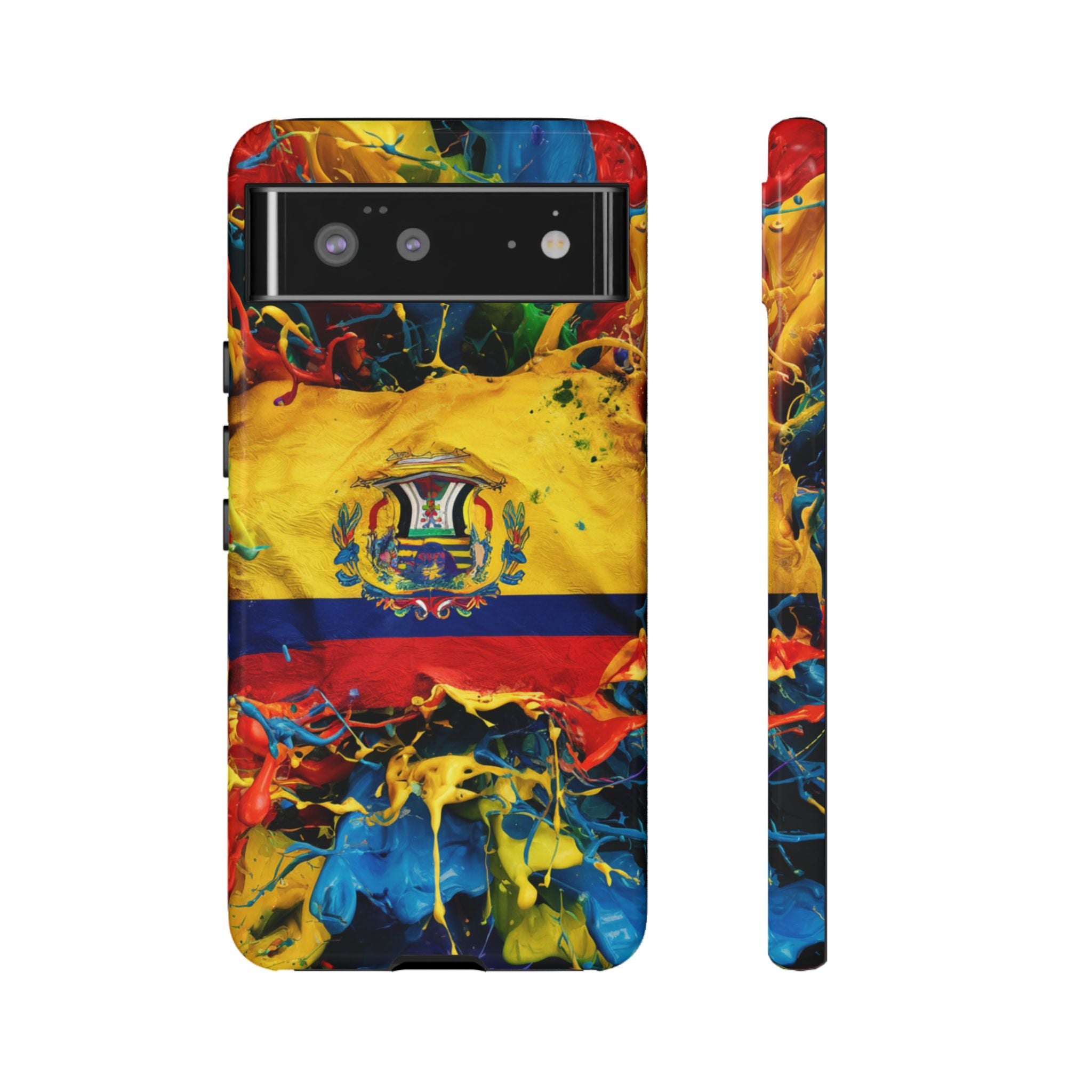 Phone Case, Ecuadorian Flag Paint Splash Design For Samsung And Google Pixel