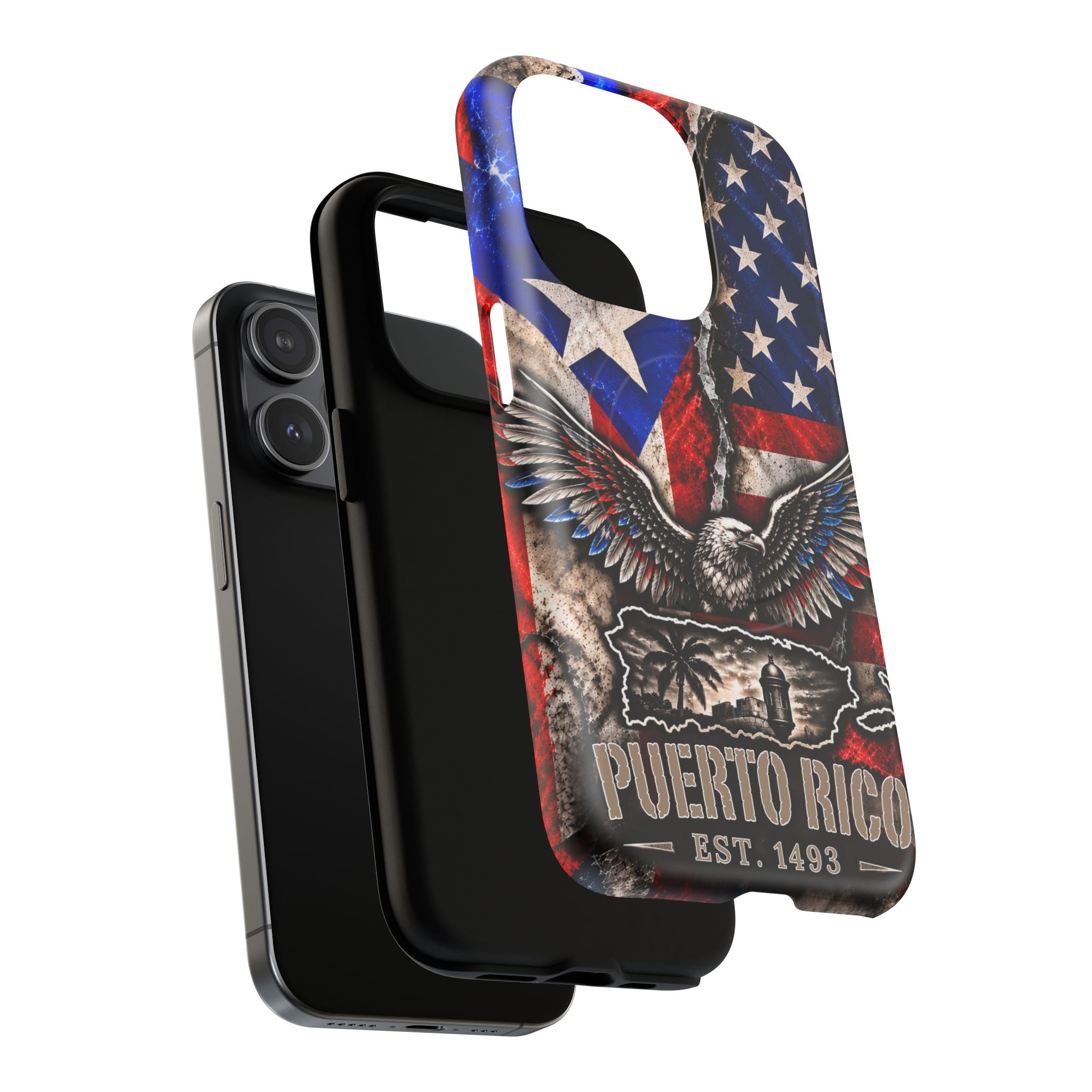 Puerto Rico Eagle Tough Magnetic Phone Case — Patriotic USA & PR Flag Design