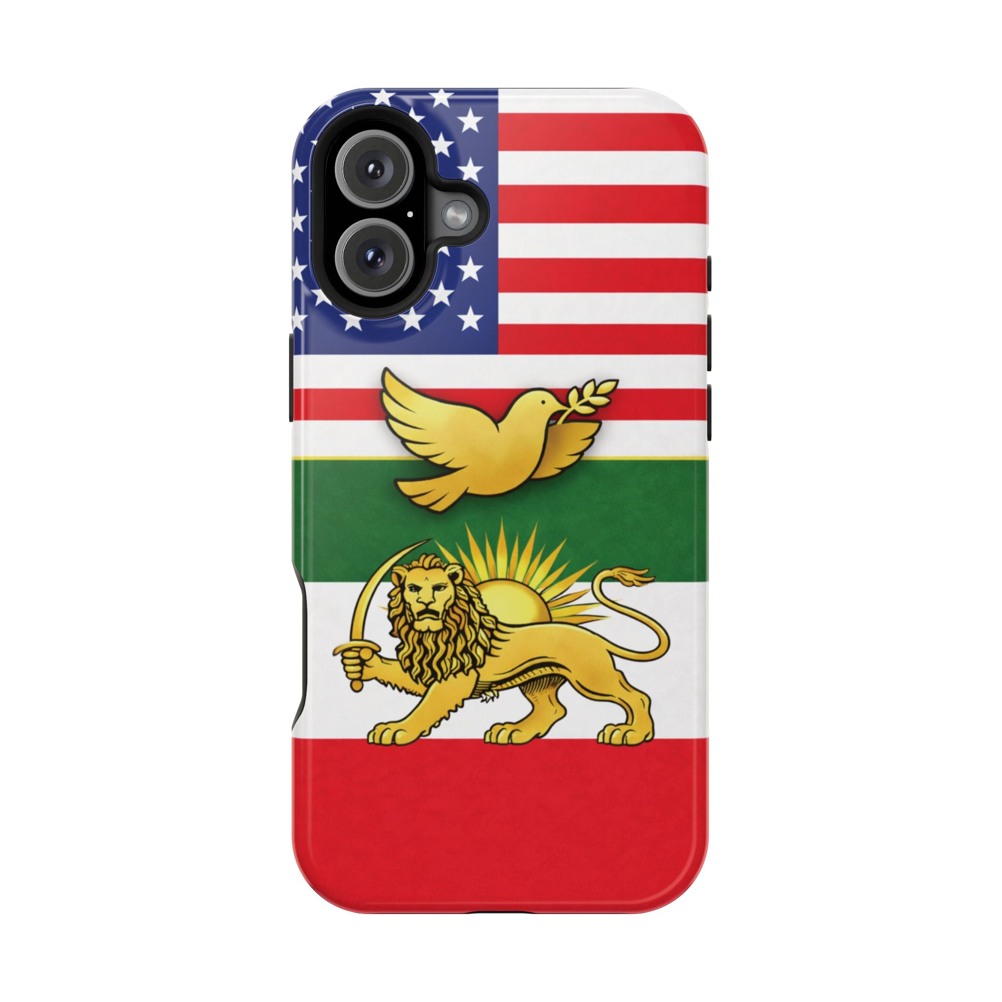 Persian Lion & Dove Magnetic Phone Case — Impact-Resistant iPhone Cover