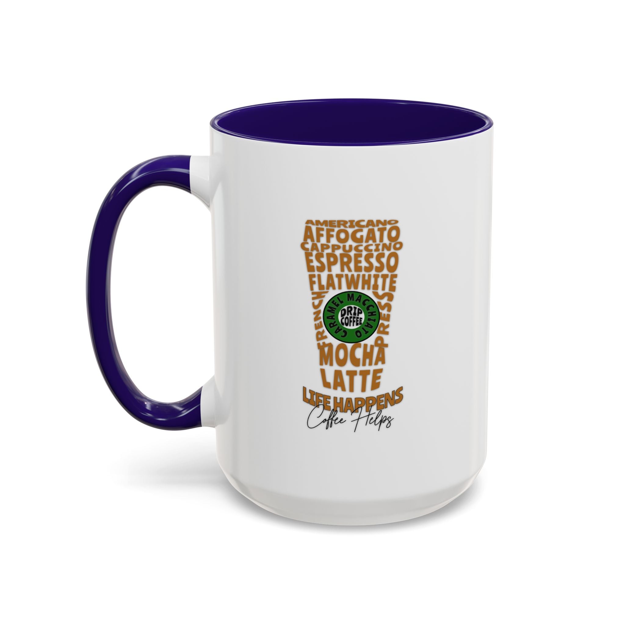 Coffee Word Art Mug — 15oz Typography Coffee Cup