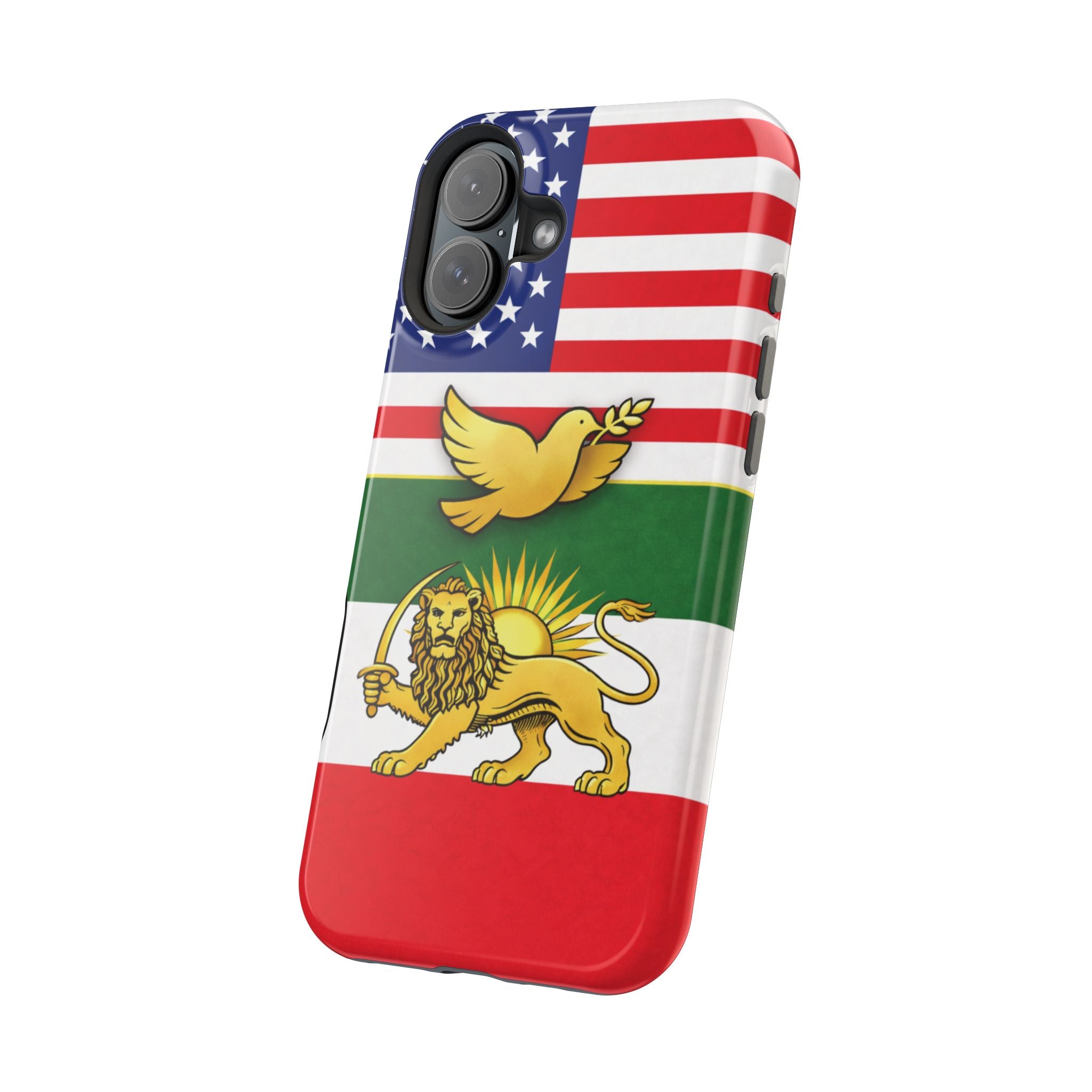 Persian Lion & Dove Magnetic Phone Case — Impact-Resistant iPhone Cover