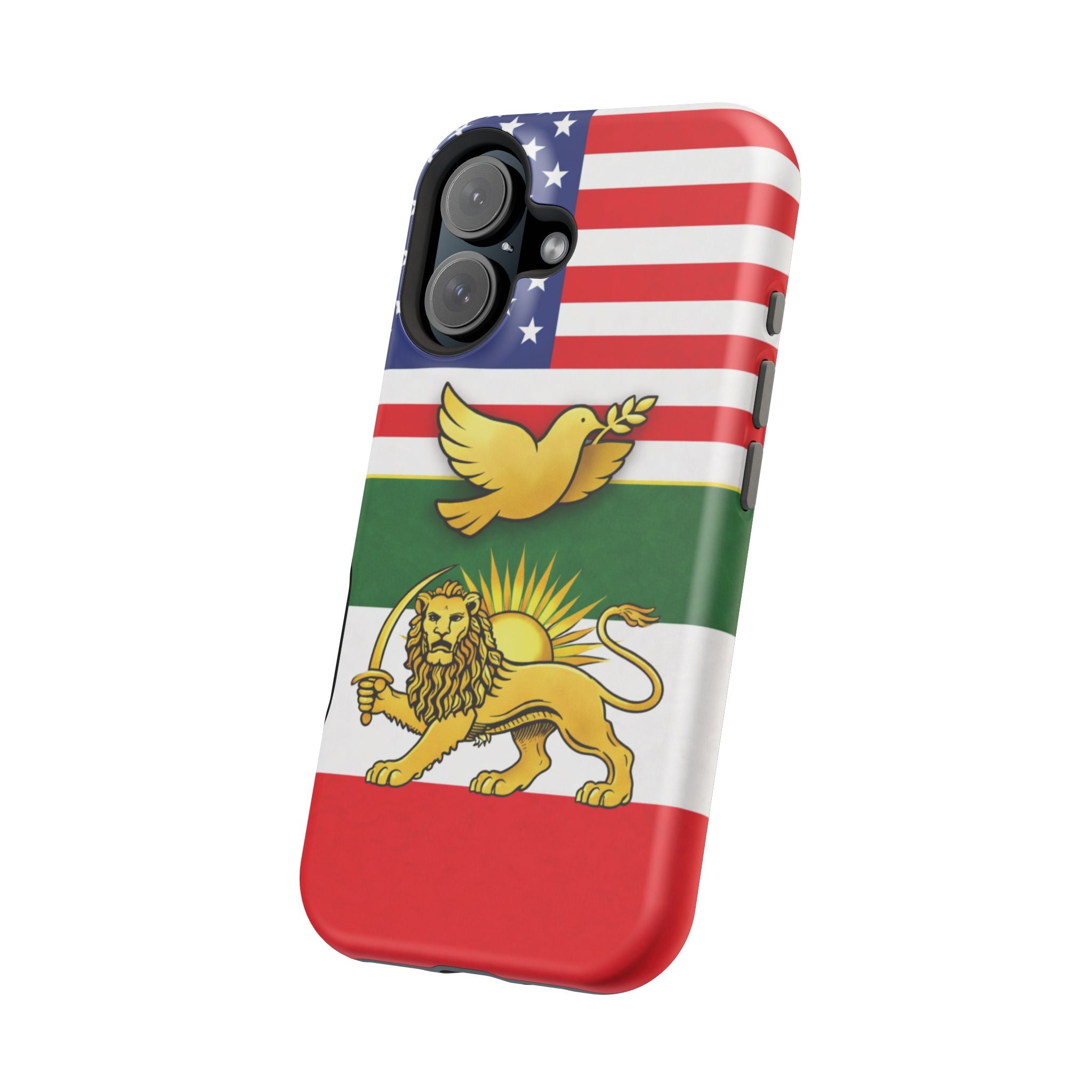 Persian Lion & Dove Magnetic Phone Case — Impact-Resistant iPhone Cover