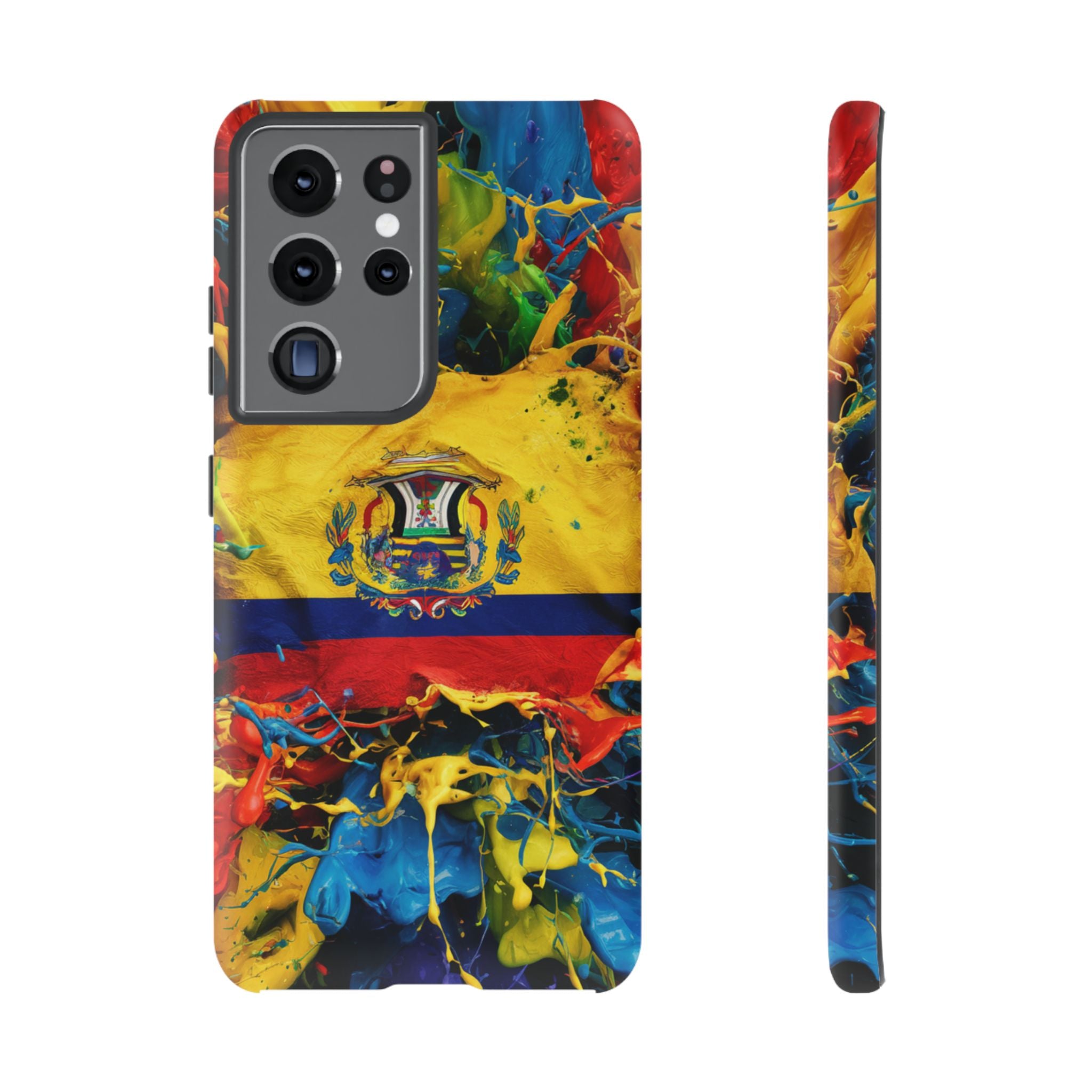 Phone Case, Ecuadorian Flag Paint Splash Design For Samsung And Google Pixel