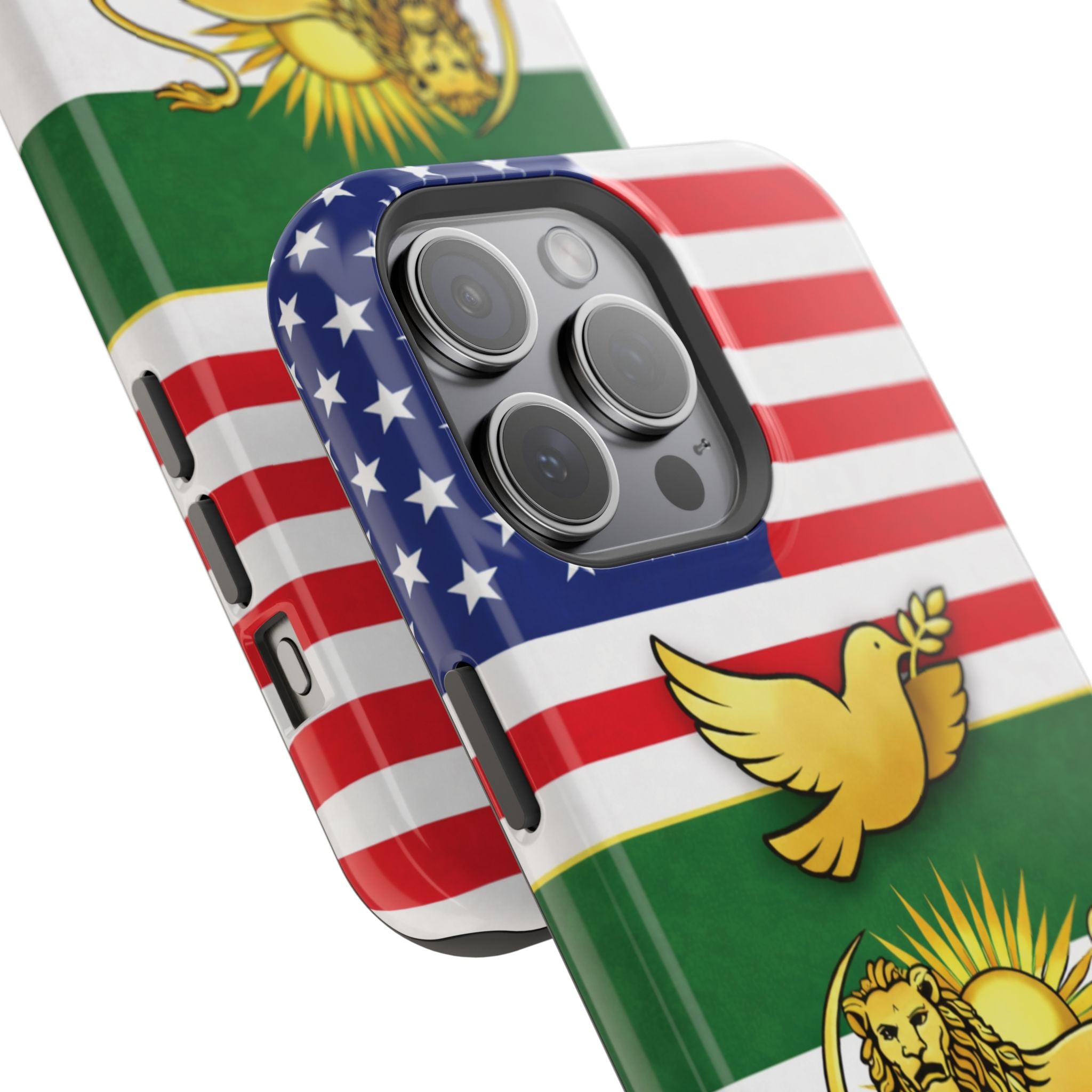 Persian Lion & Dove Magnetic Phone Case — Impact-Resistant iPhone Cover