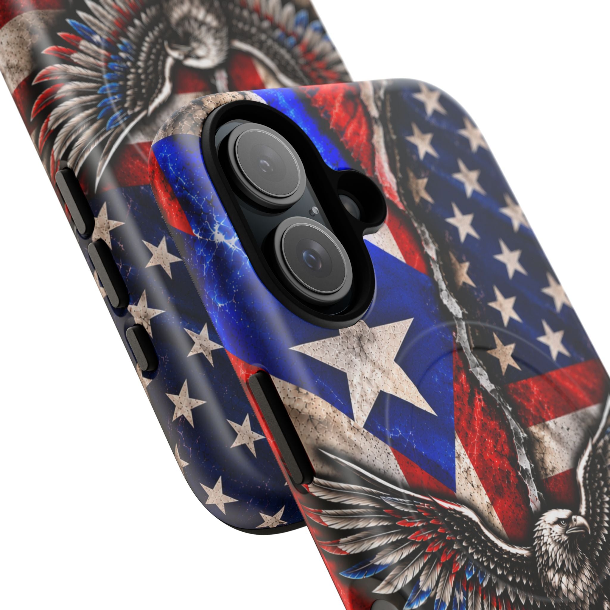 Puerto Rico Eagle Tough Magnetic Phone Case — Patriotic USA & PR Flag Design