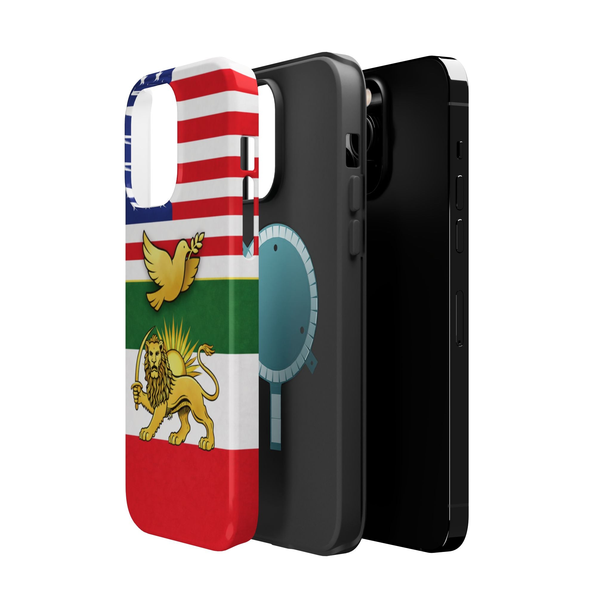 Persian Lion & Dove Magnetic Phone Case — Impact-Resistant iPhone Cover