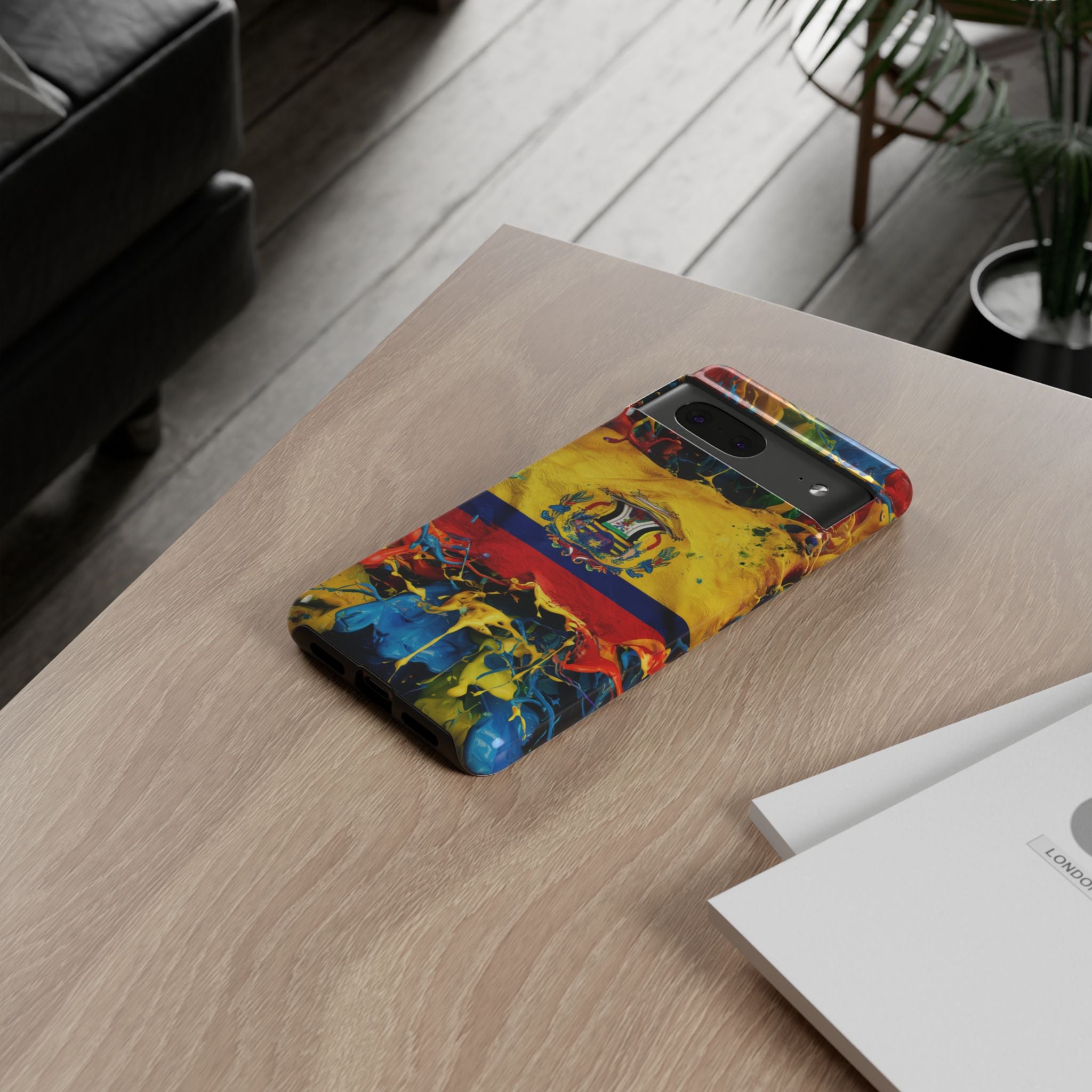 Phone Case, Ecuadorian Flag Paint Splash Design For Samsung And Google Pixel