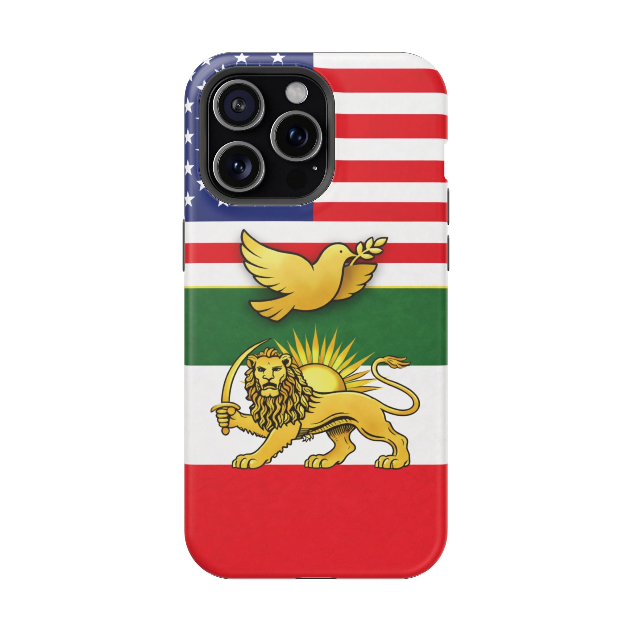 Persian Lion & Dove Magnetic Phone Case — Impact-Resistant iPhone Cover