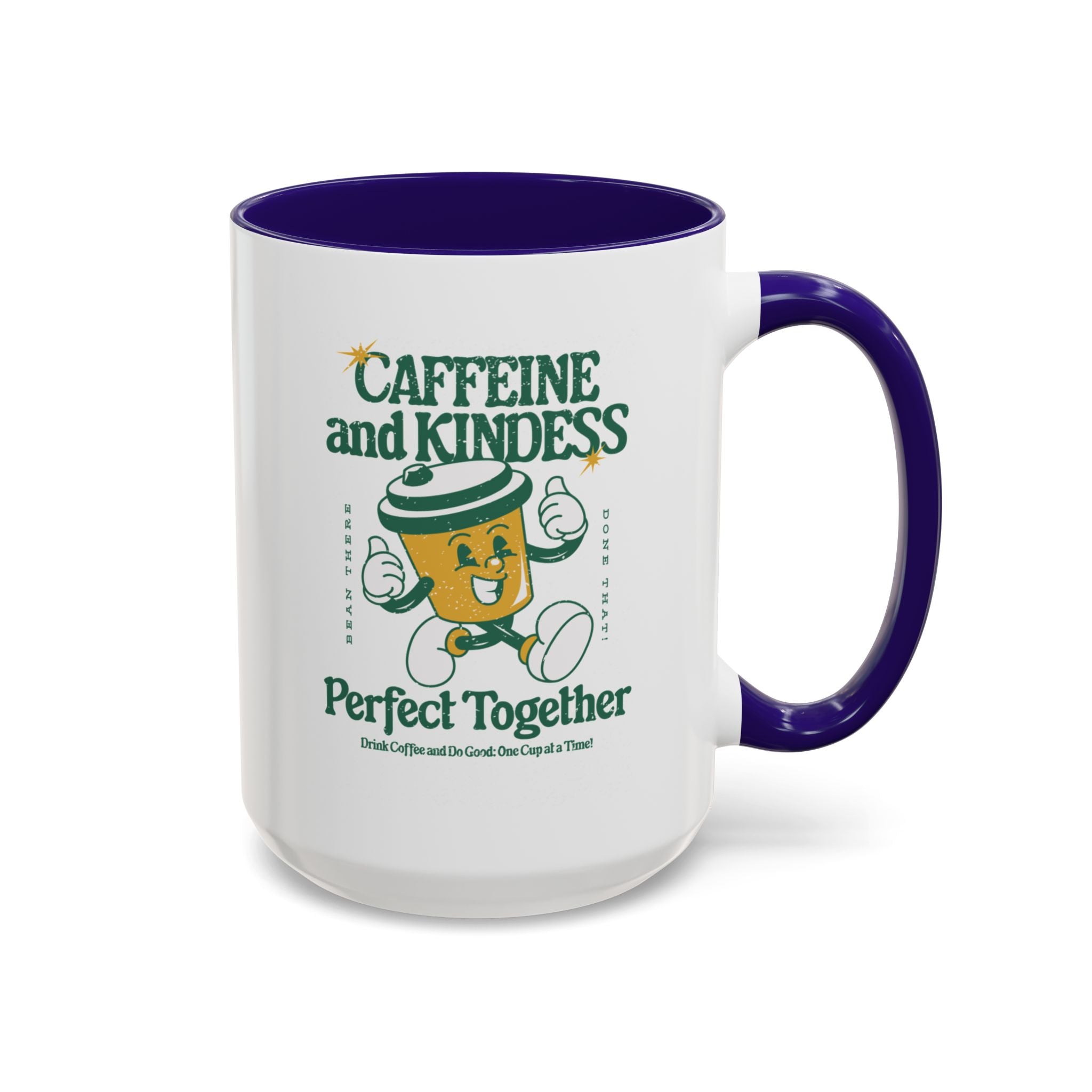 Caffeine and Kindness 15oz Coffee Mug — Colorful Ceramic Mug