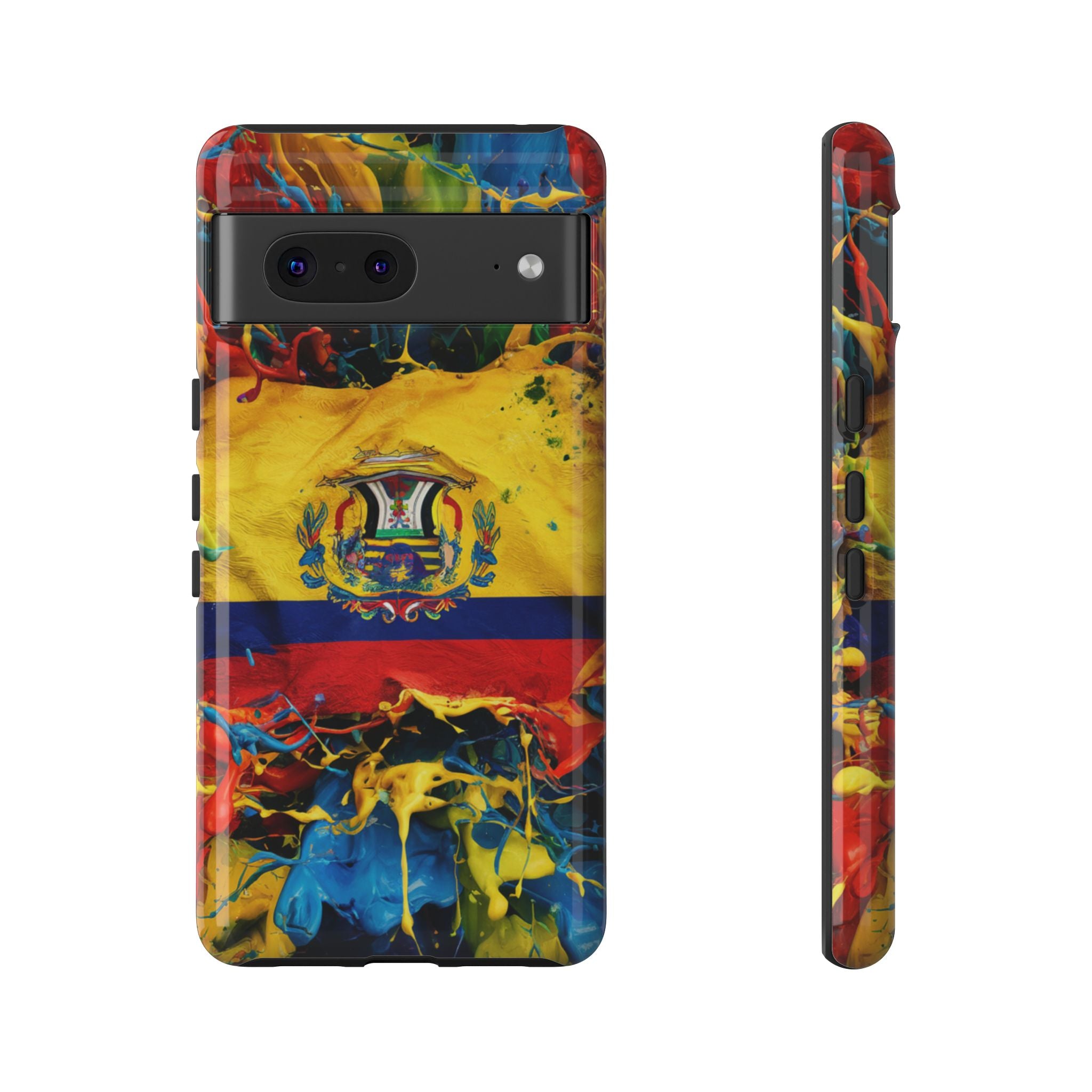 Phone Case, Ecuadorian Flag Paint Splash Design For Samsung And Google Pixel