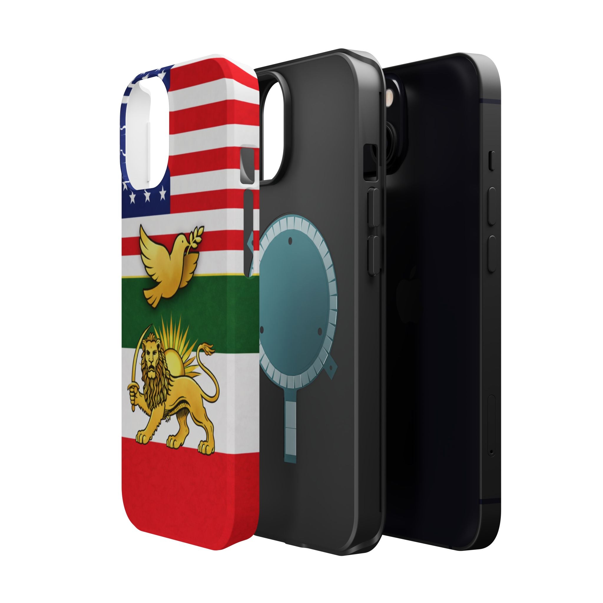 Persian Lion & Dove Magnetic Phone Case — Impact-Resistant iPhone Cover