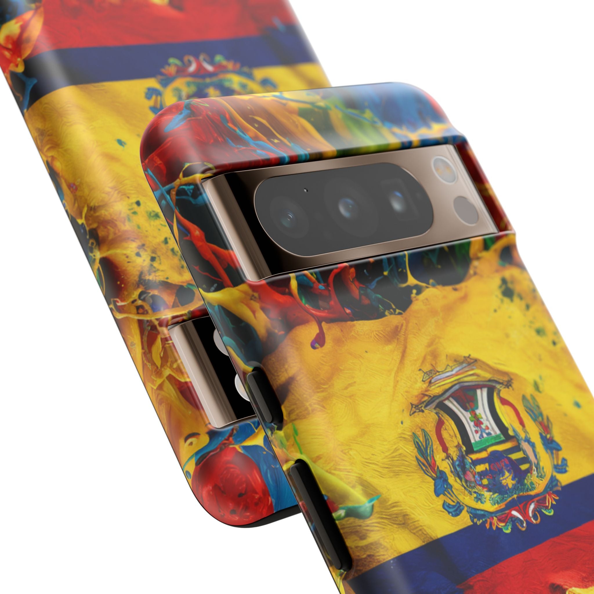 Phone Case, Ecuadorian Flag Paint Splash Design For Samsung And Google Pixel