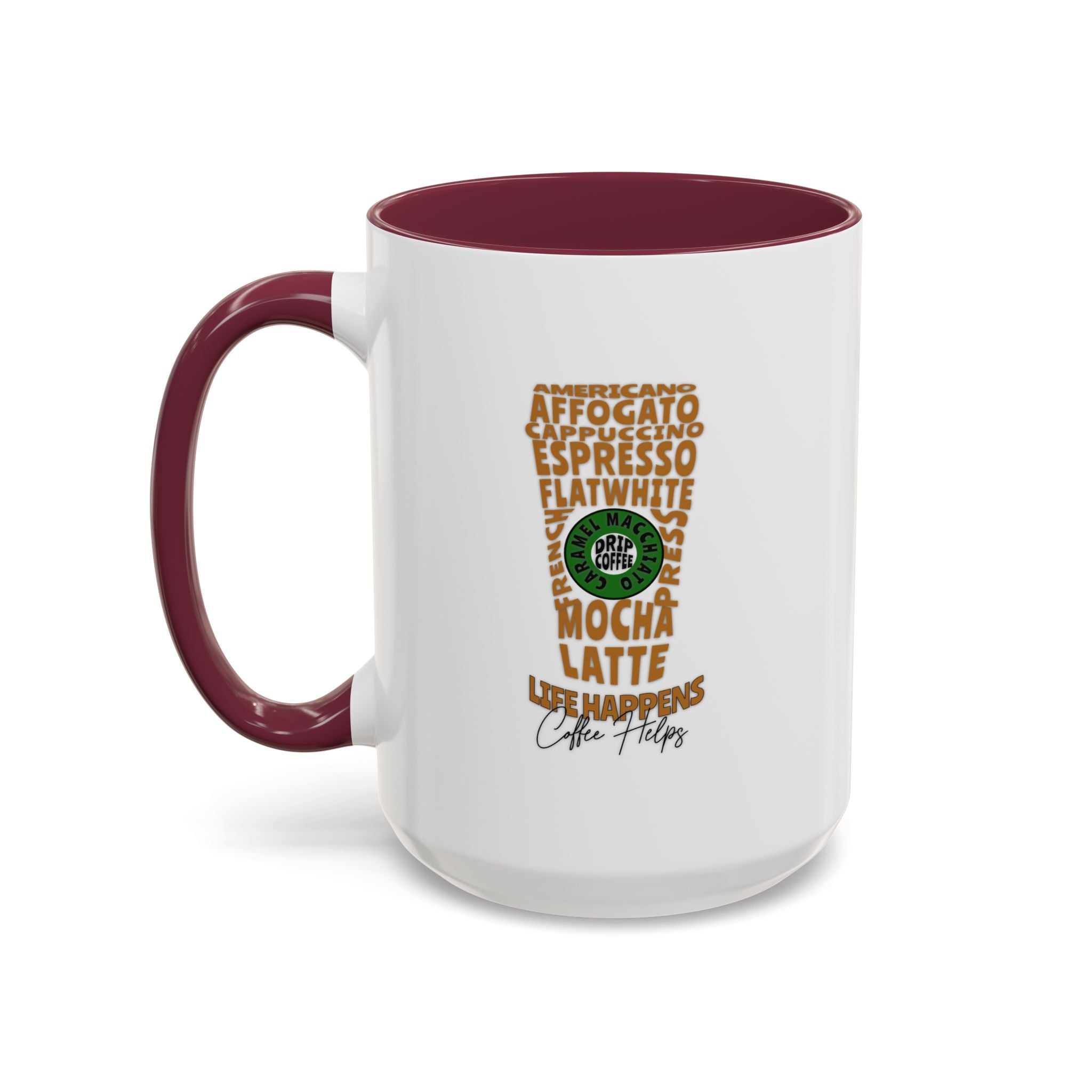 Coffee Word Art Mug — 15oz Typography Coffee Cup