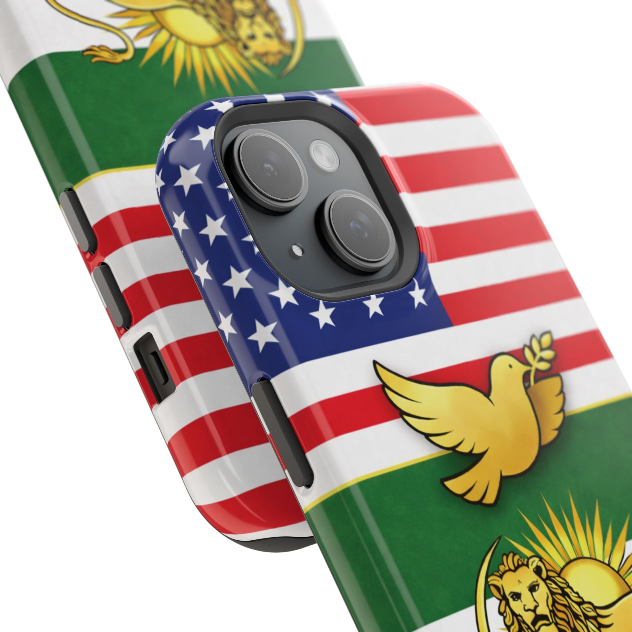 Persian Lion & Dove Magnetic Phone Case — Impact-Resistant iPhone Cover