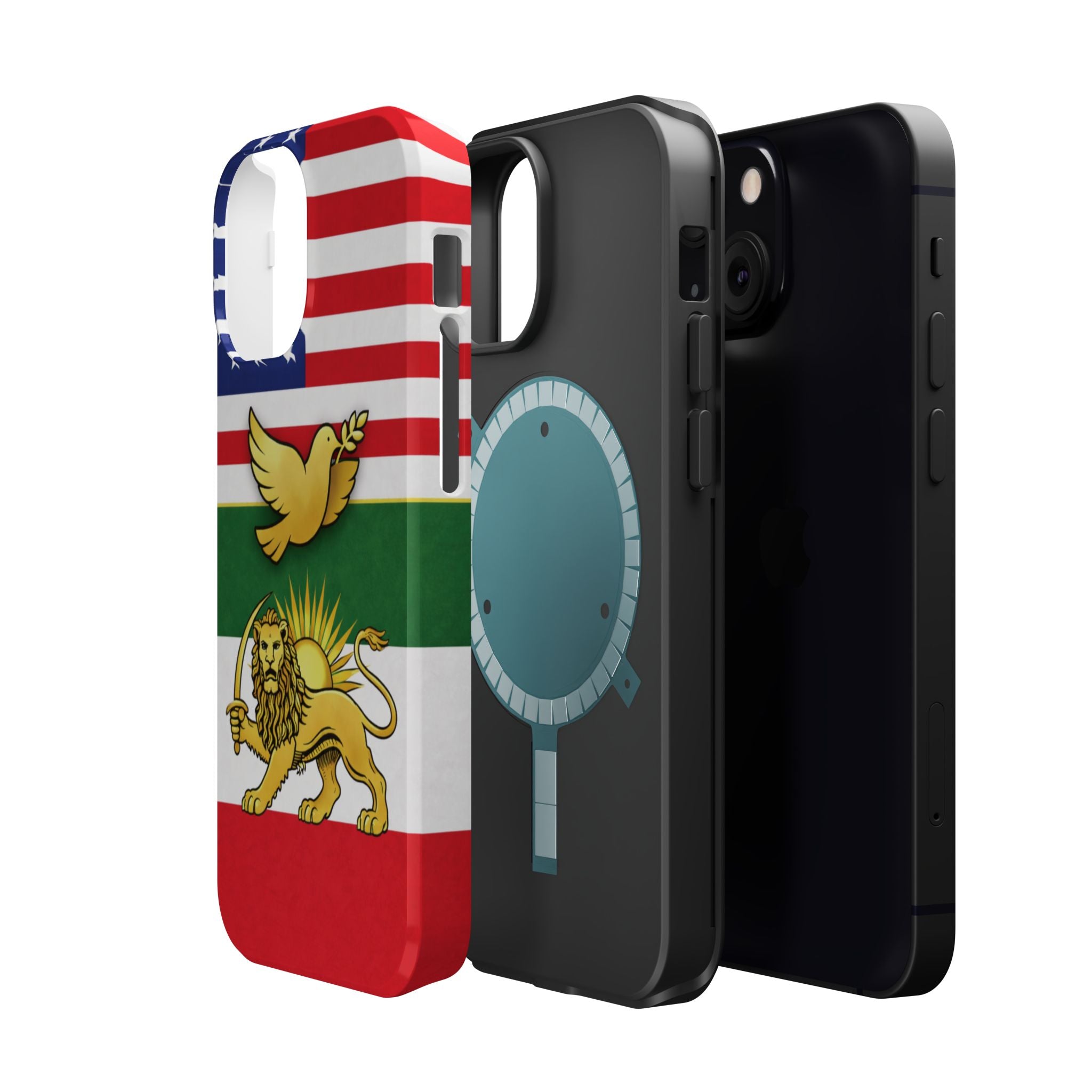 Persian Lion & Dove Magnetic Phone Case — Impact-Resistant iPhone Cover