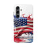 Samsung S21-24 Tough Phone Case - American Flag Paint Splash Design