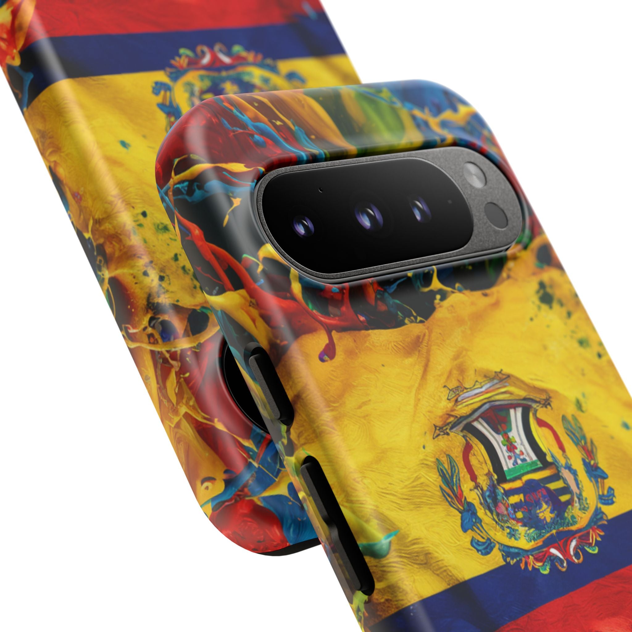 Phone Case, Ecuadorian Flag Paint Splash Design For Samsung And Google Pixel