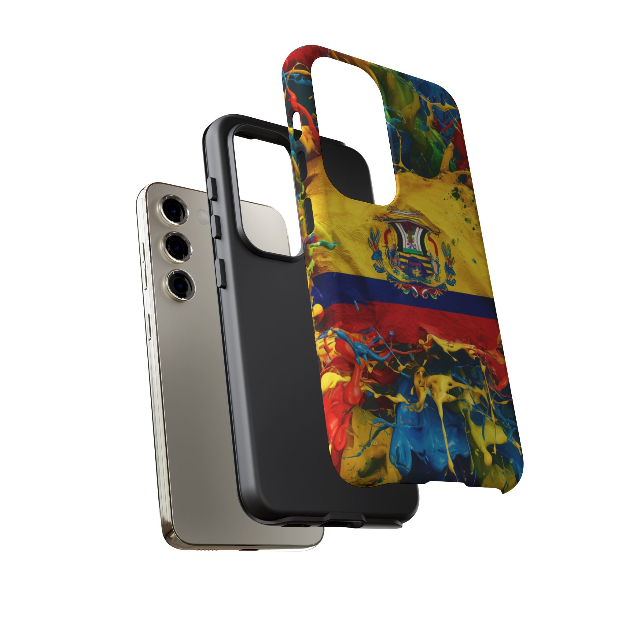 Phone Case, Ecuadorian Flag Paint Splash Design For Samsung And Google Pixel