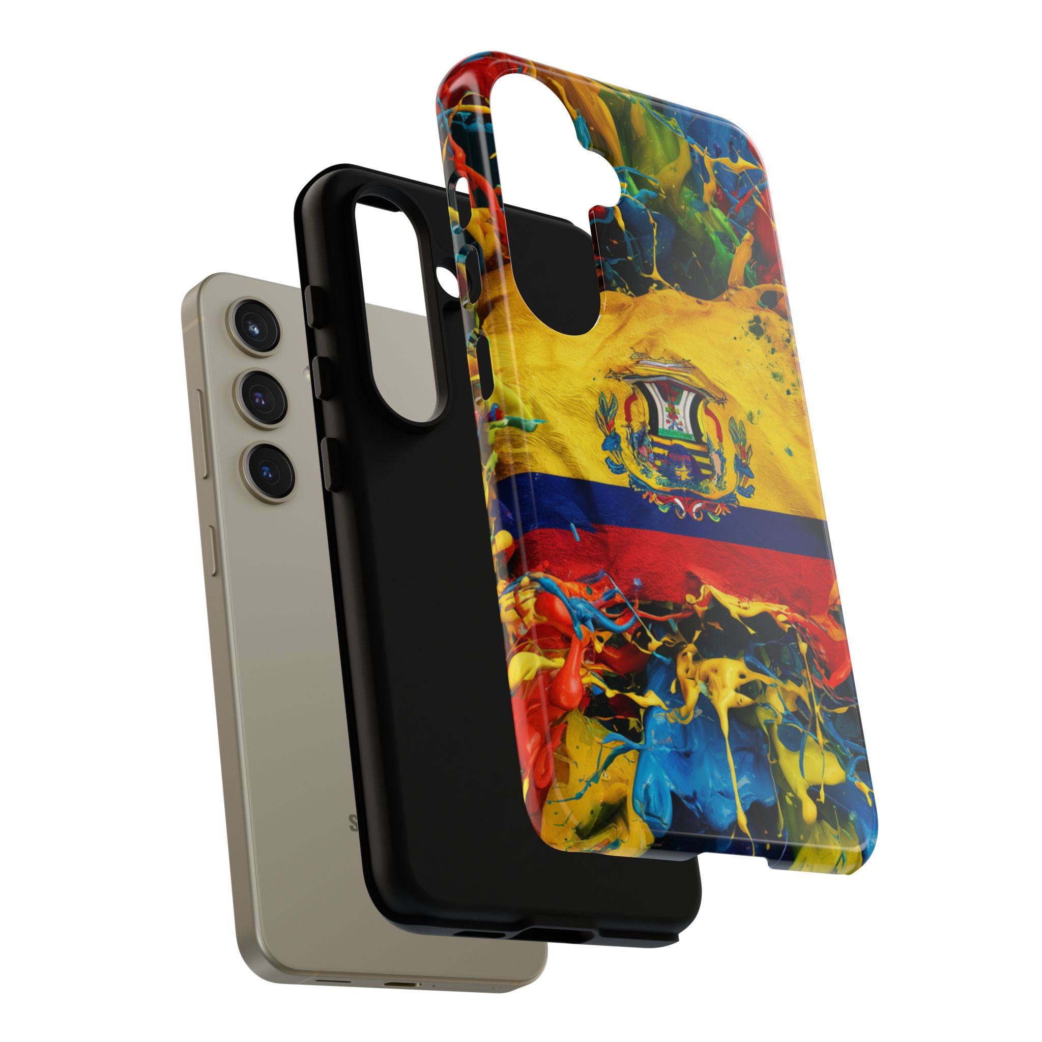 Phone Case, Ecuadorian Flag Paint Splash Design For Samsung And Google Pixel