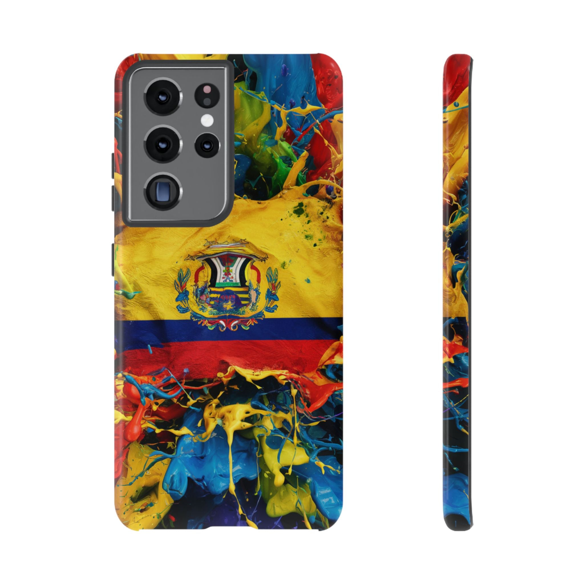 Phone Case, Ecuadorian Flag Paint Splash Design For Samsung And Google Pixel